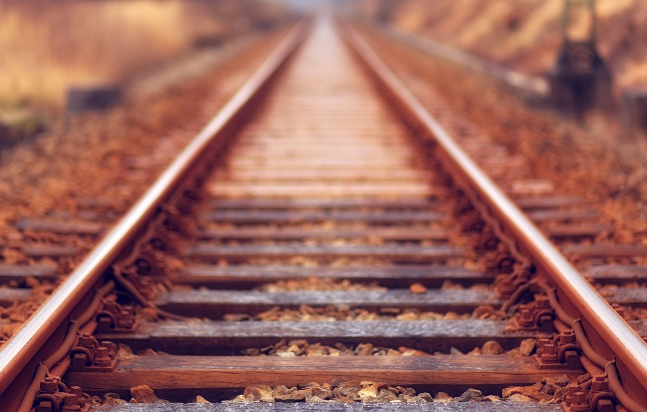 Photo Wallpaper The Way, Rails, Sleepers, Steel, Railway, - Train Track Hd - HD Wallpaper 