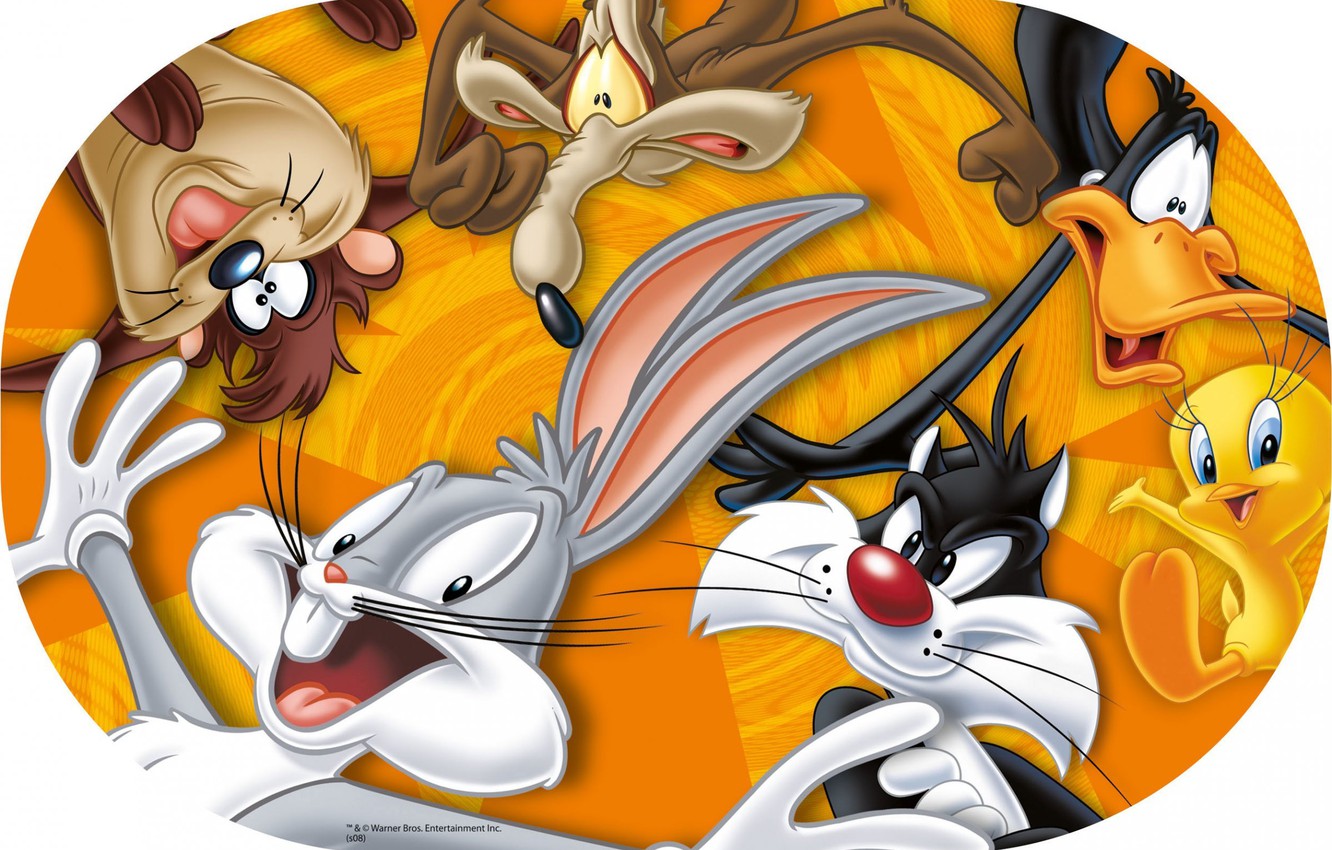 Photo Wallpaper Daffy Duck, Foghorn Leghorn, Tweety, - Looney Tunes Bugs Bunny And Tasmanian Devil - HD Wallpaper 