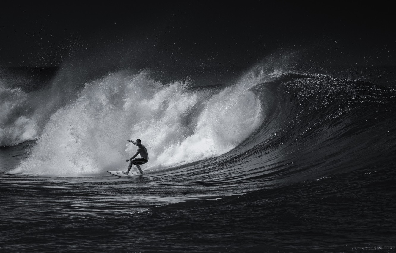 Photo Wallpaper Sport, Surfing, Black And White, Surfing - Black And White Surfing - HD Wallpaper 
