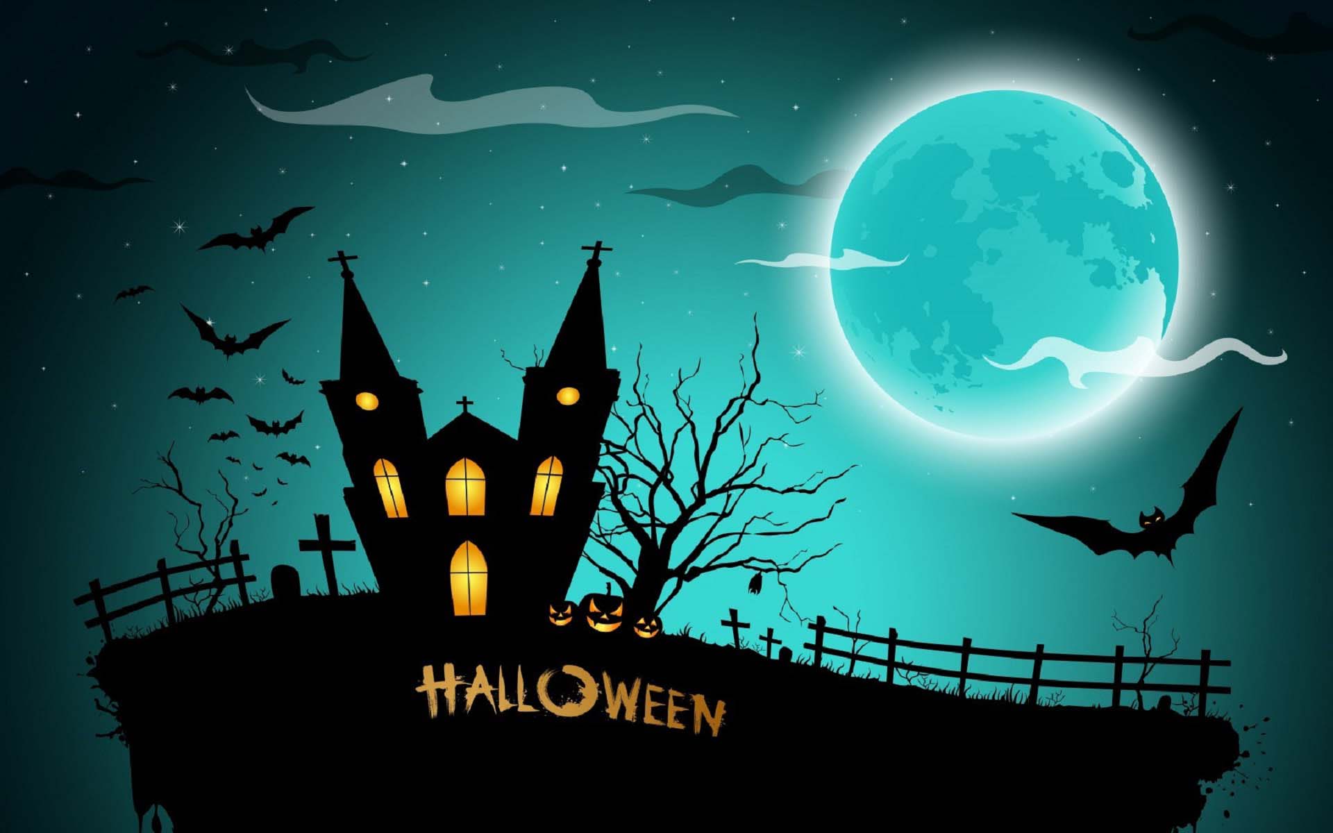Full Moon Halloween - HD Wallpaper 