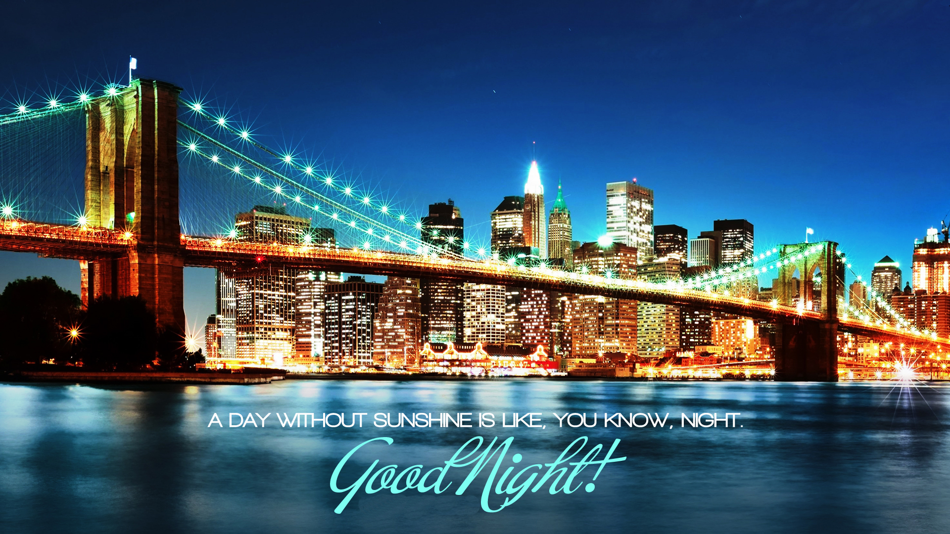 Good Night Nice Wide Wallpapers And Backgrounds - Brooklyn Bridge - HD Wallpaper 