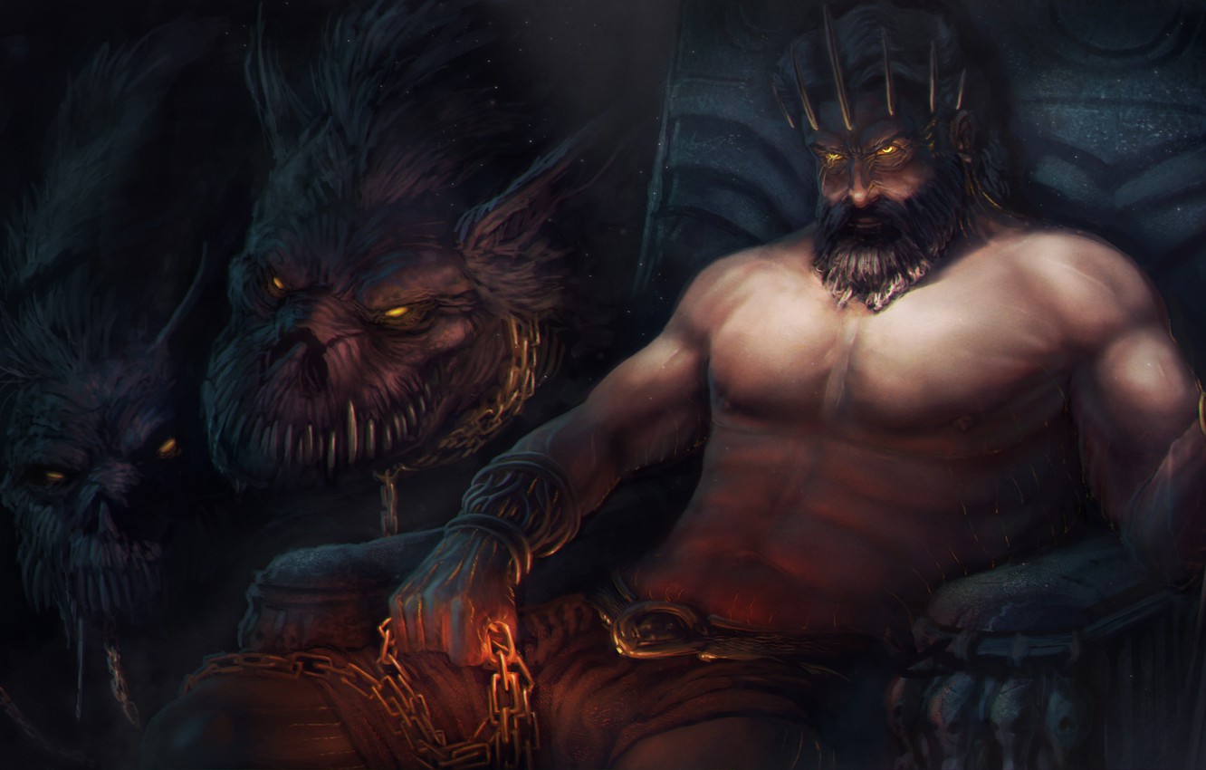 Photo Wallpaper The Game, Art, God Of War, Cerberus, - Hades And Cerberus - HD Wallpaper 