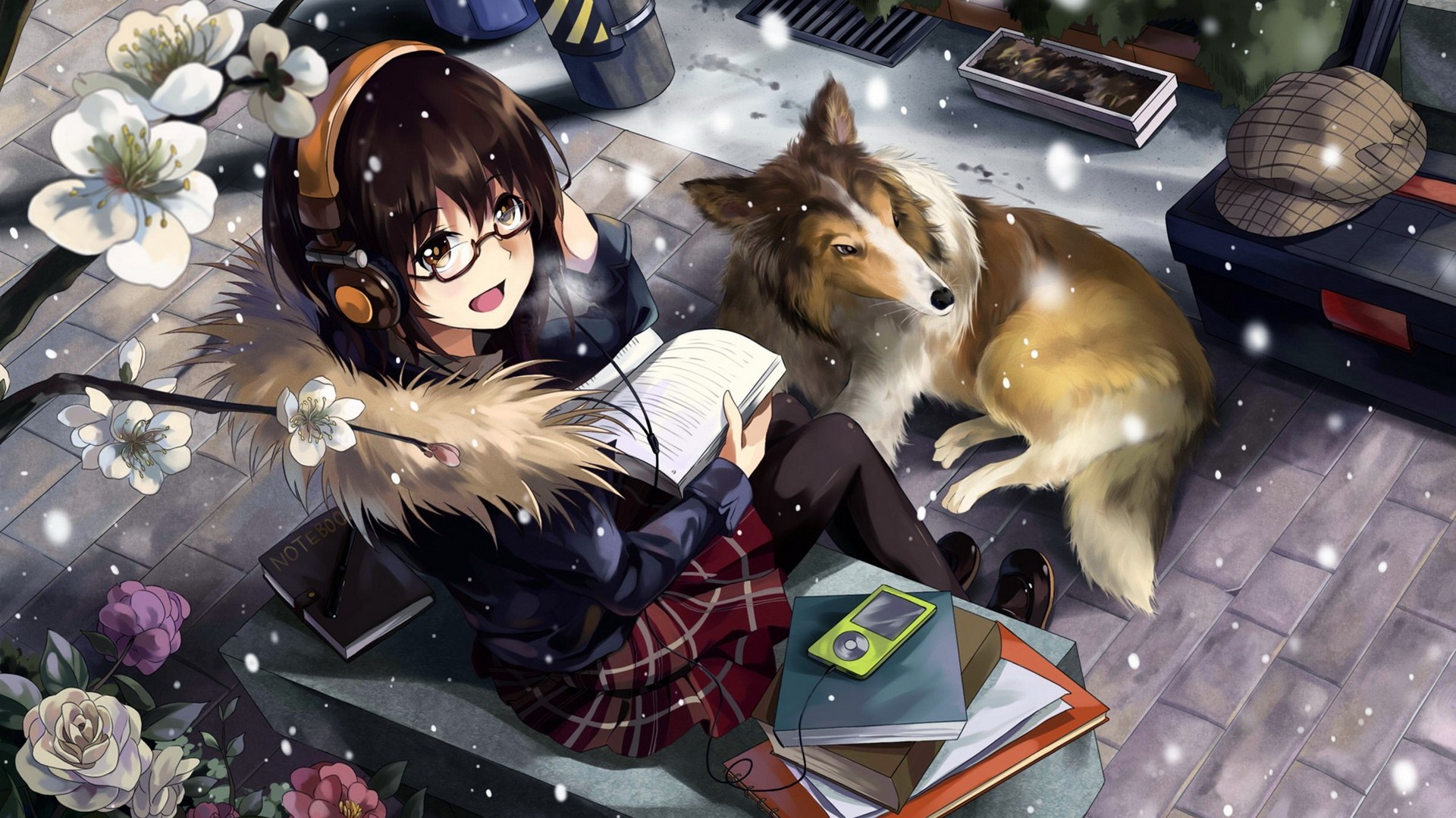 Wallpaper - Beautiful Anime Girl And Dog - HD Wallpaper 