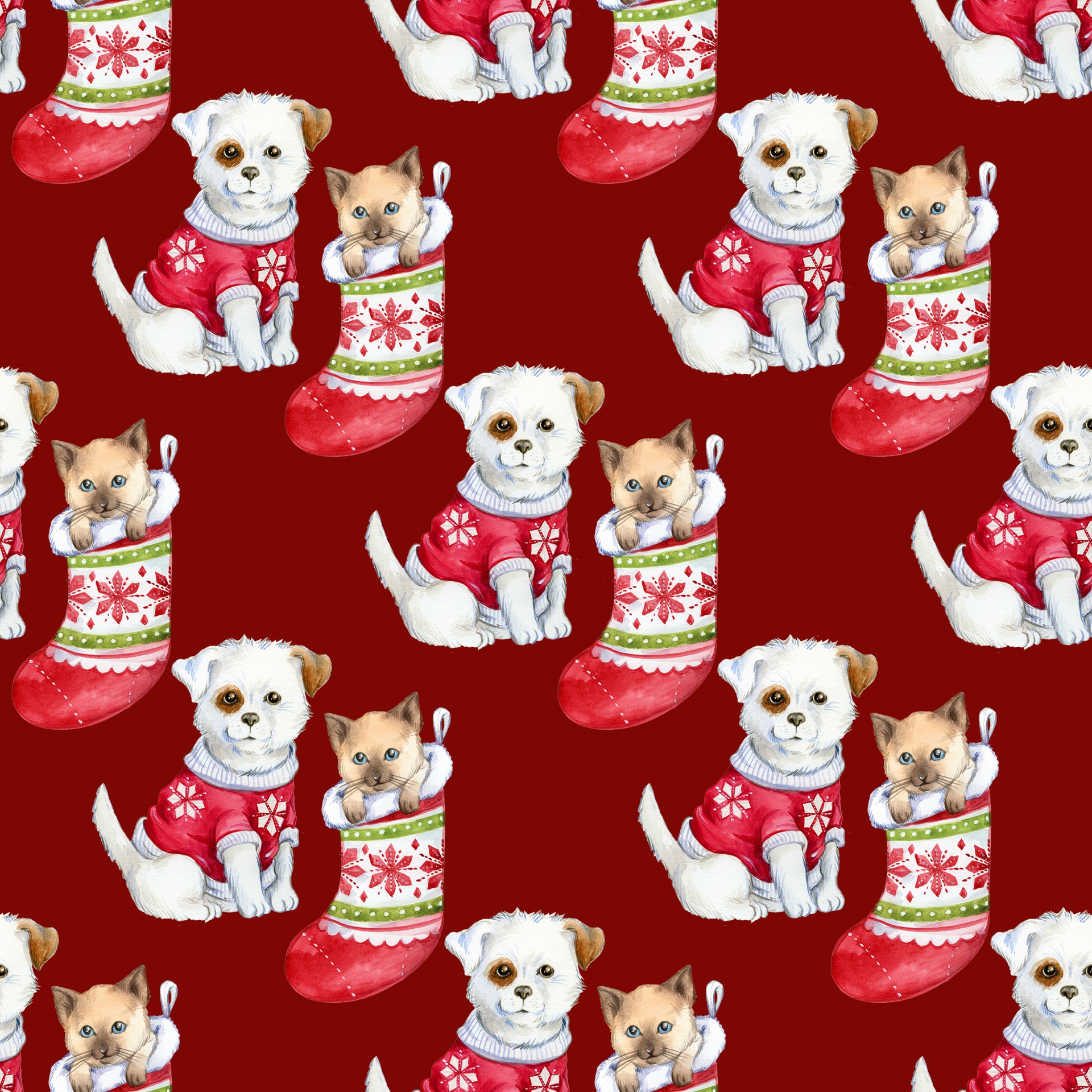 Christmas Puppy Kitten Free Photo - Christmas Puppies Cartoon - HD Wallpaper 