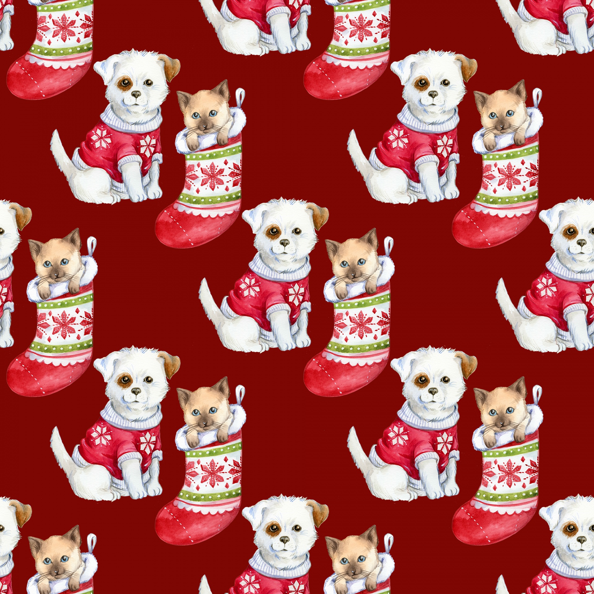 Christmas Puppy Kitten Free Photo - Christmas Puppies Cartoon - HD Wallpaper 