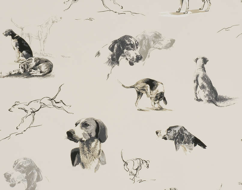 Vintage Wallpaper With Hunting Dogs - HD Wallpaper 