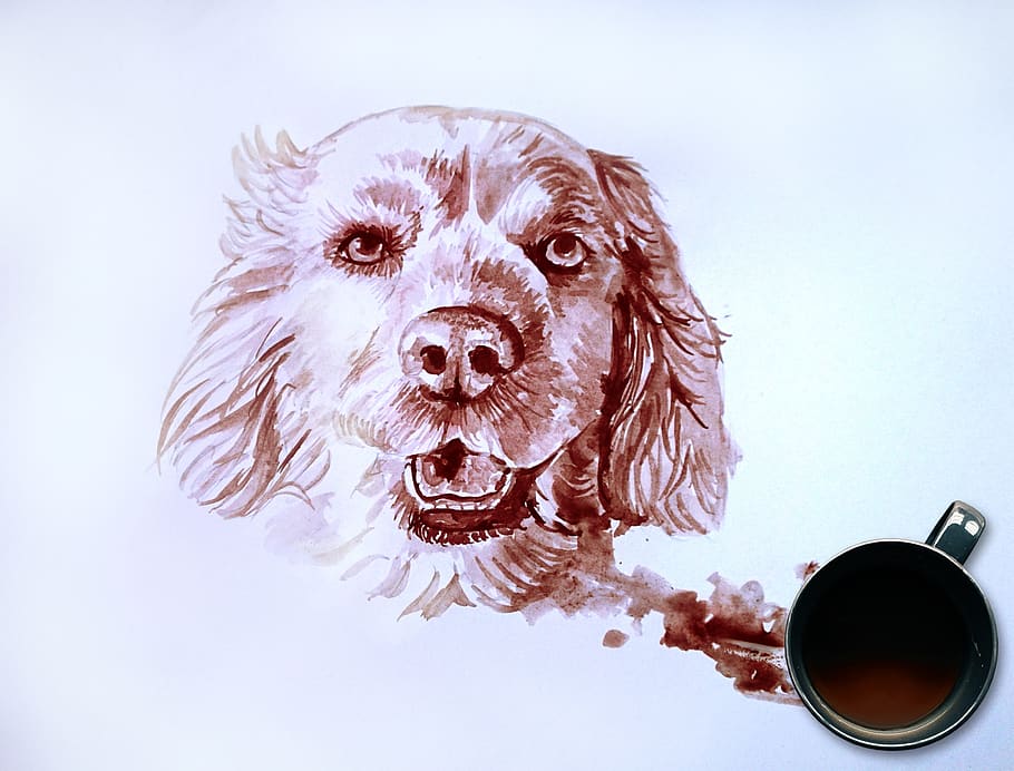 Dog Portrait, Coffee Painting, Dog Lovers, Fine Art, - Painting - HD Wallpaper 