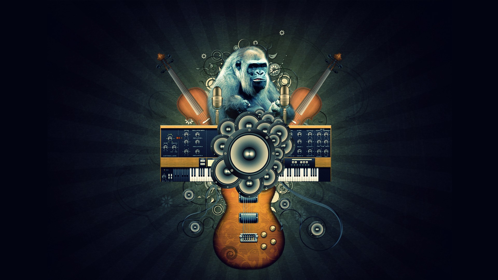 Audio Jungle Creative Design Wallpapers 9 Wallpaper - Monkey Dj - HD Wallpaper 