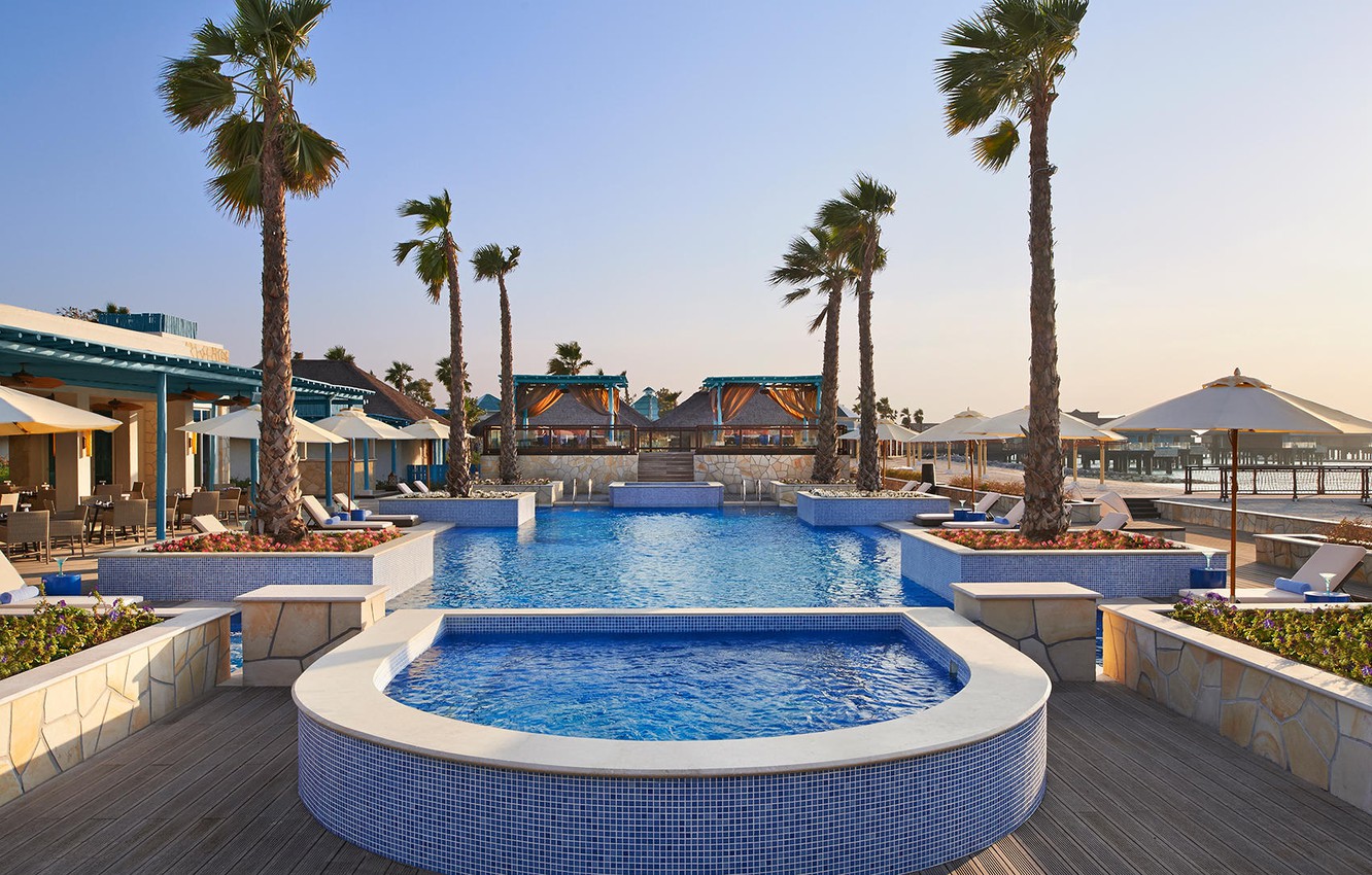 Photo Wallpaper Palm Trees, Pool, Resort, Qatar, Dog, - Banana Island Resort Doha By Anantara - HD Wallpaper 