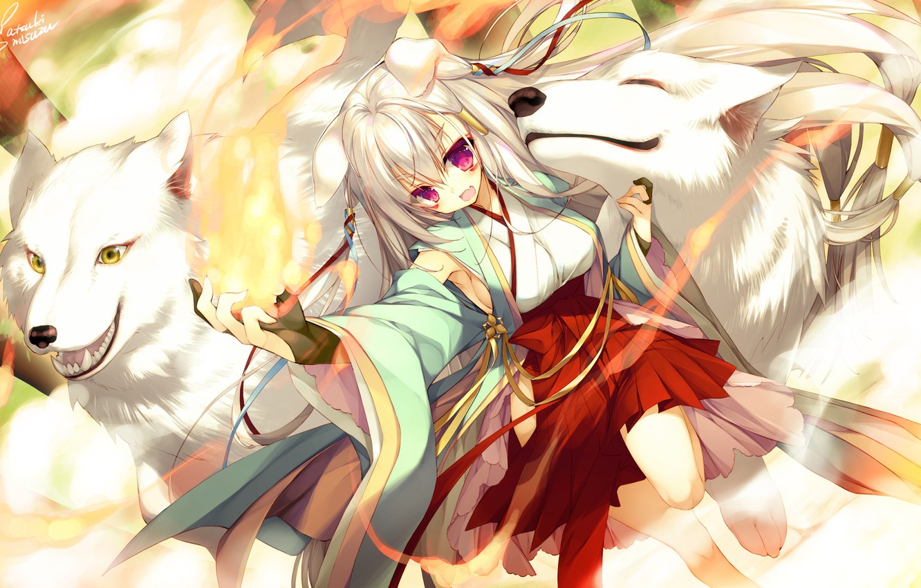 Photo Wallpaper Dog, Anime, Girl Аниме Девочка Собака 1332x850 Wallpaper teahub.io