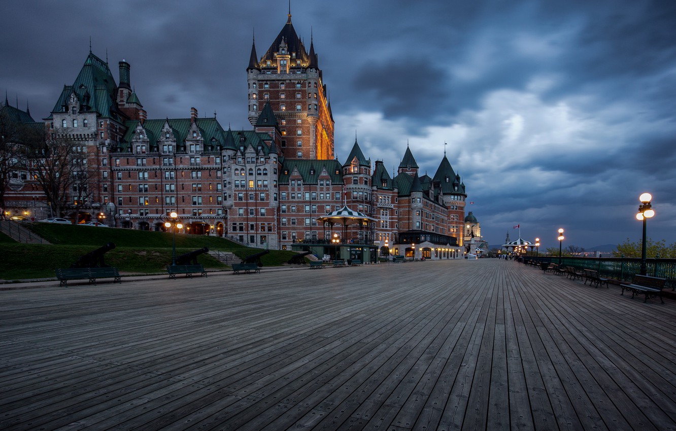 Photo Wallpaper Lights, The Evening, Canada, Quebec, - Бауманка На Рабочий Стол - HD Wallpaper 