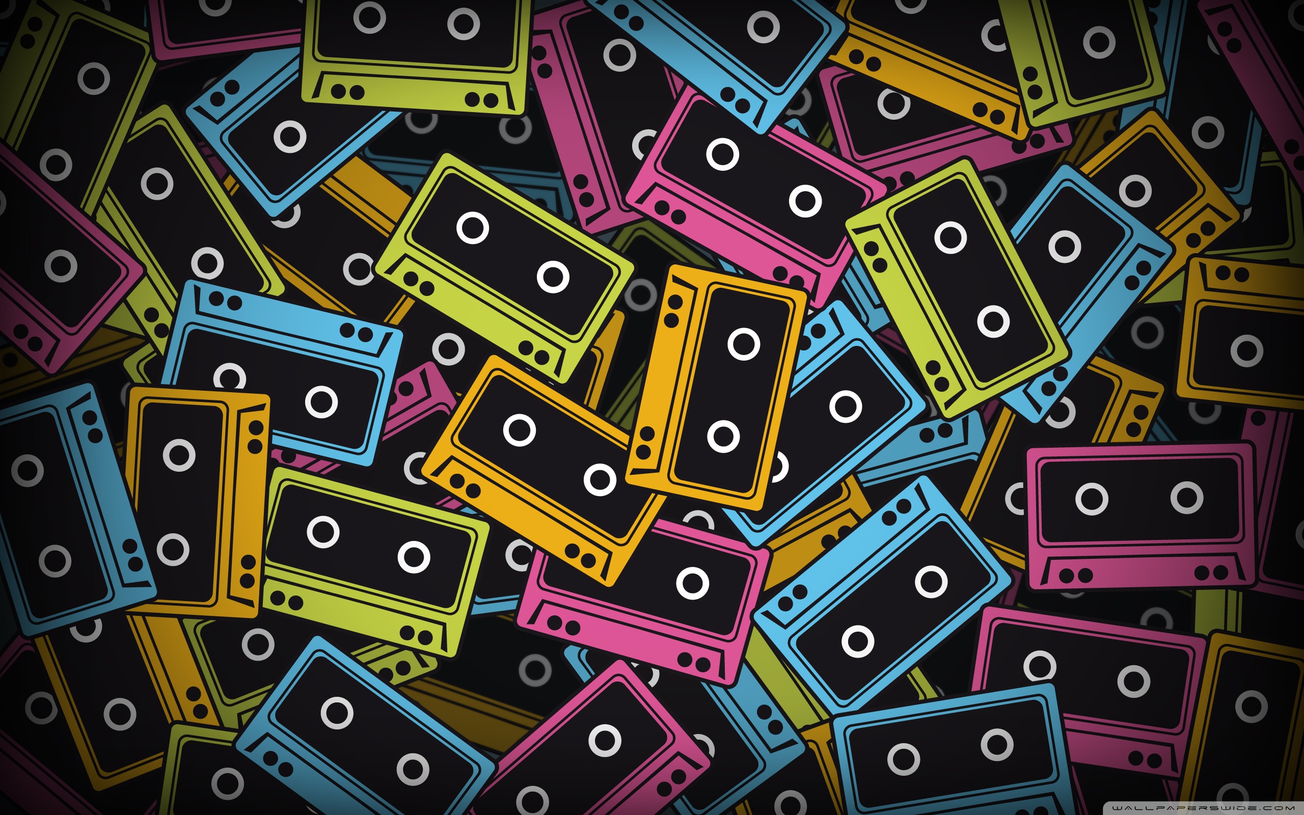 Neon Cassette Tape Background - HD Wallpaper 