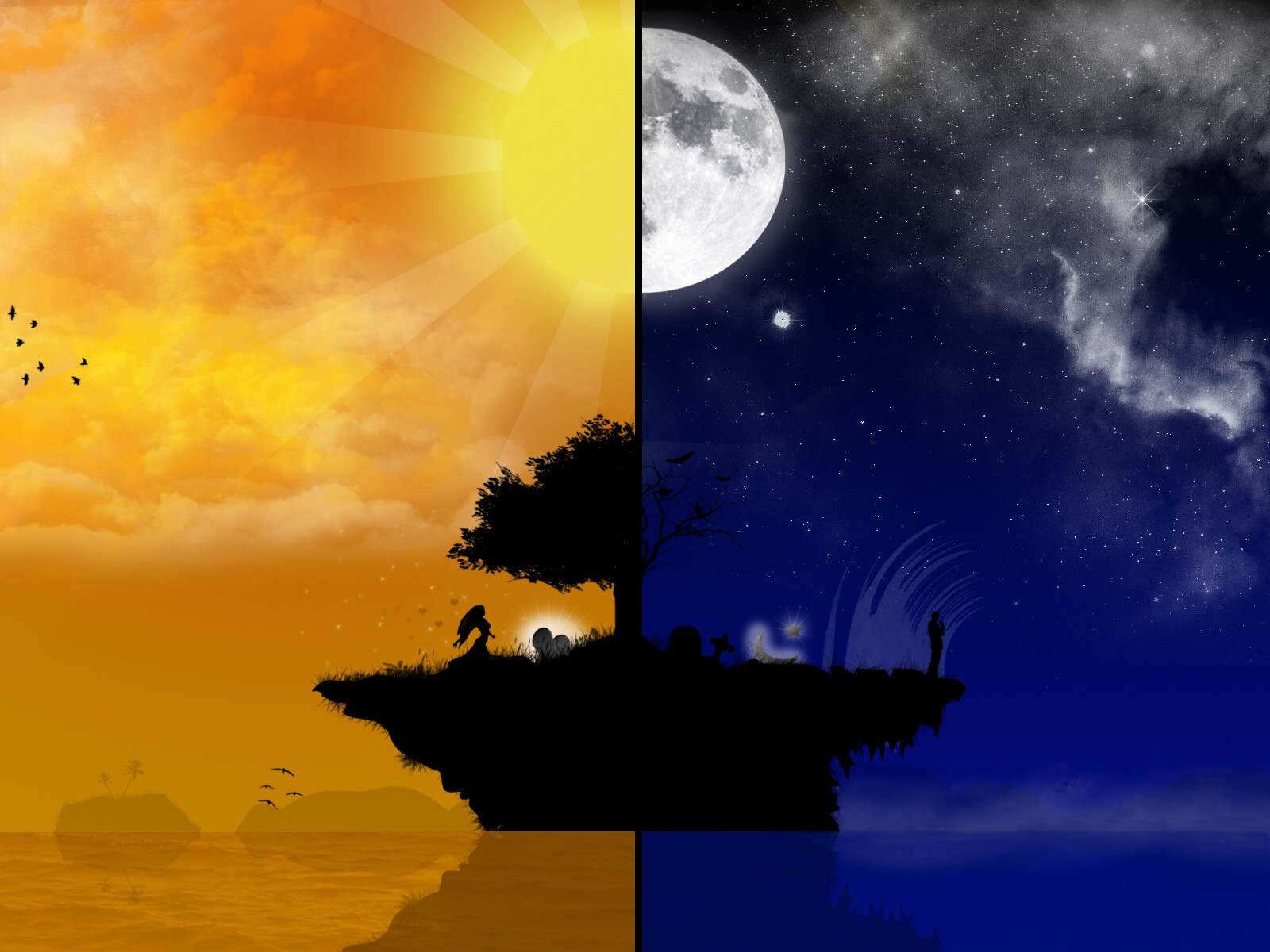 Day And Night Background - HD Wallpaper 