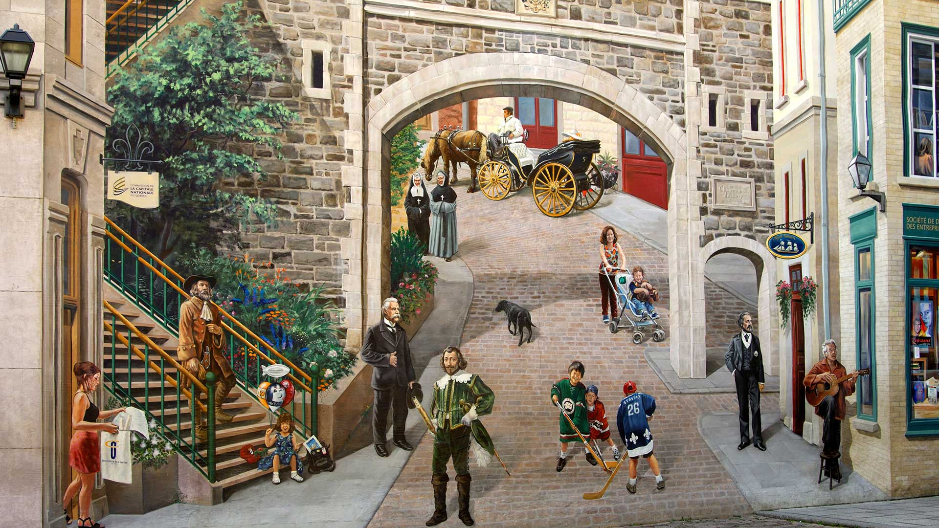 Quebec Mural - Quebec City Winter Tourist - HD Wallpaper 