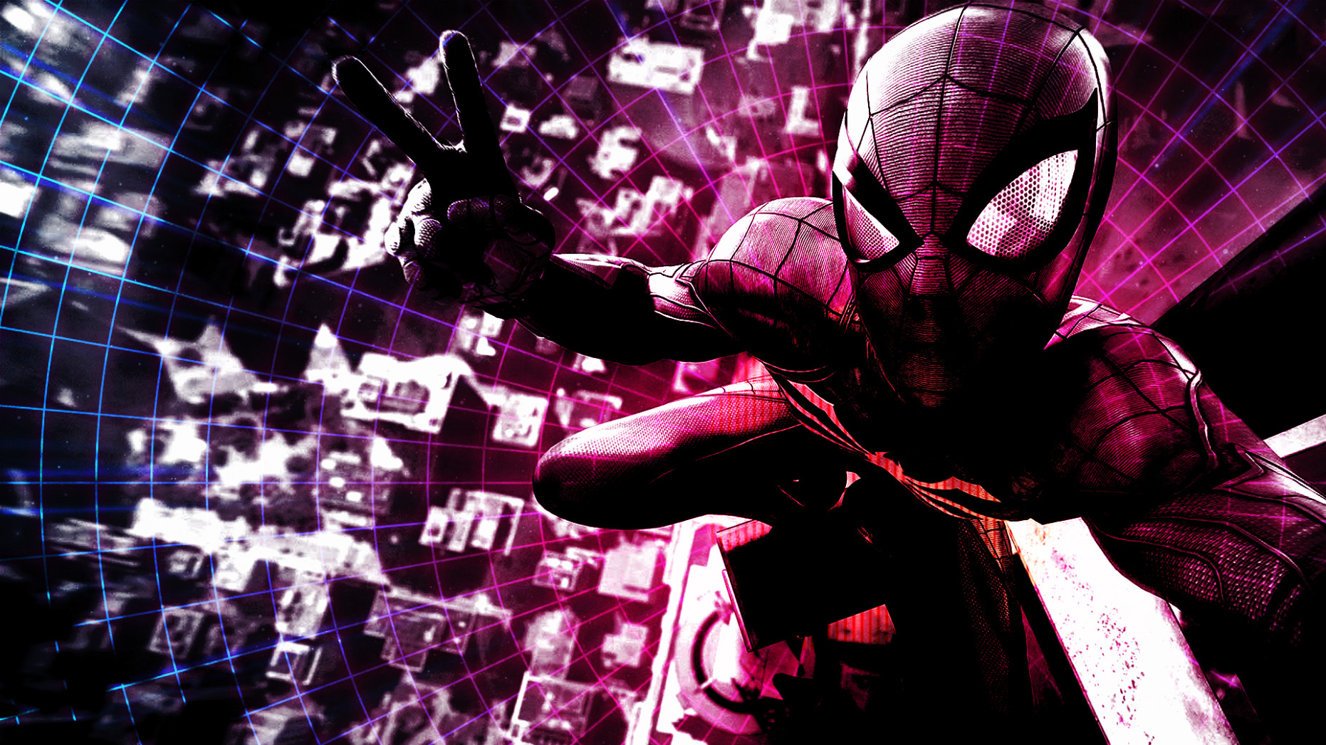Spider-man Retrowave Wallpaper - Marvel Spider Man - HD Wallpaper 