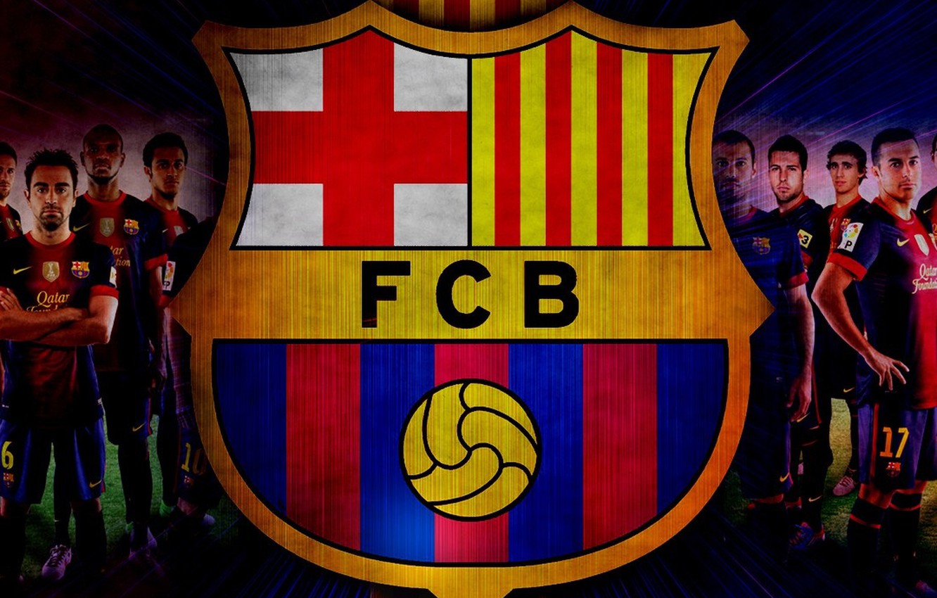 Photo Wallpaper Wallpaper, Sport, Logo, Football, Fc - Fc Barcelona Logo And Players - HD Wallpaper 