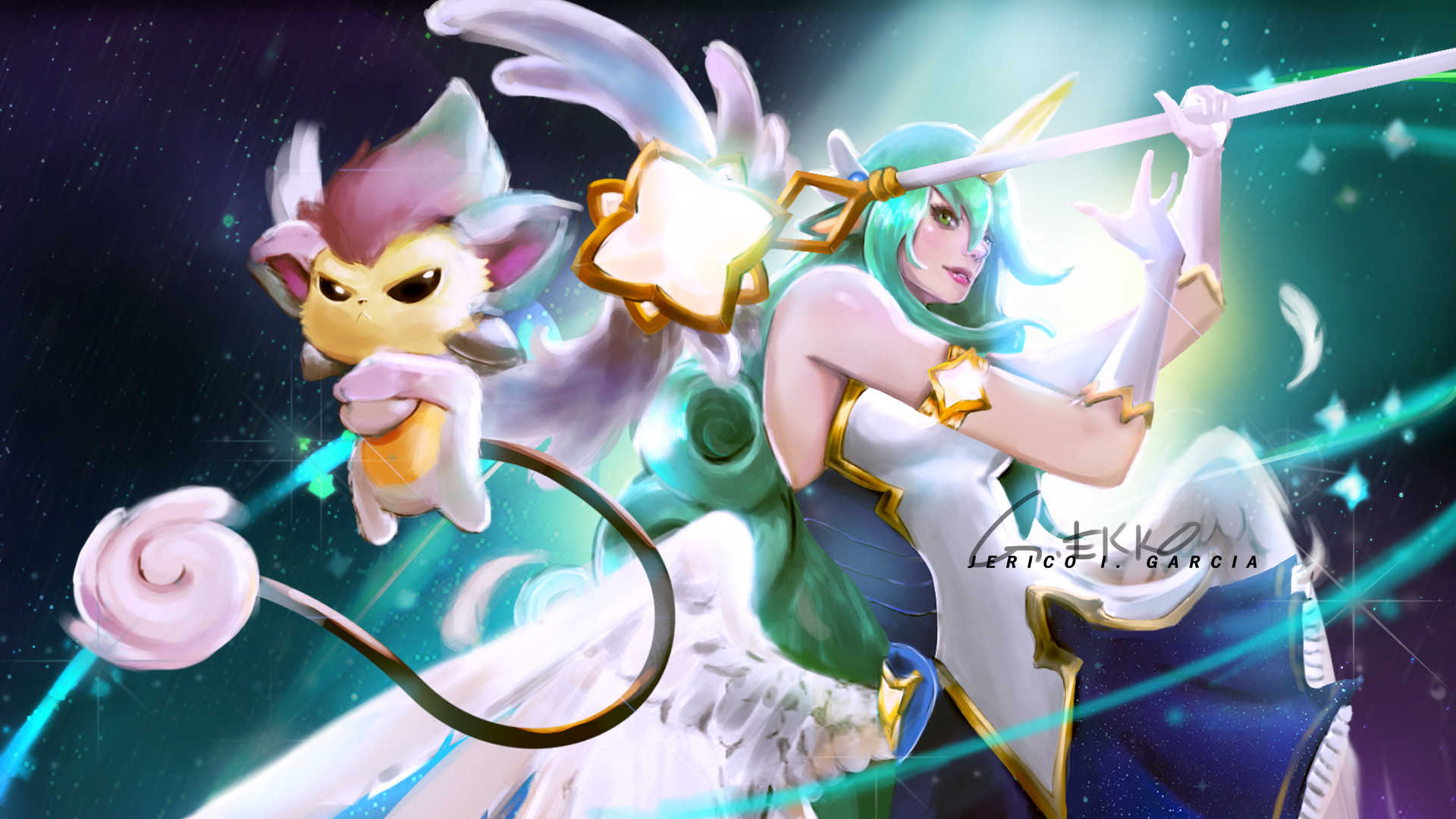 1920x1080, Star Guardian Soraka By Thkhs Hd Wallpaper - Cartoon - HD Wallpaper 