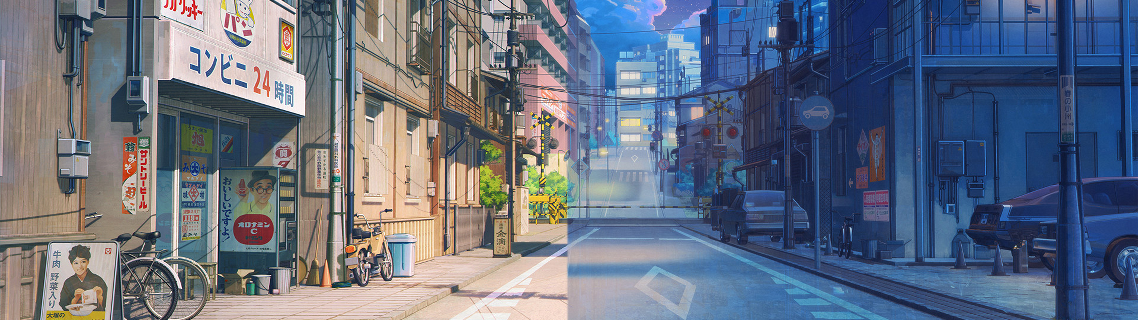 Anime Street - 3840x1080 Wallpaper 