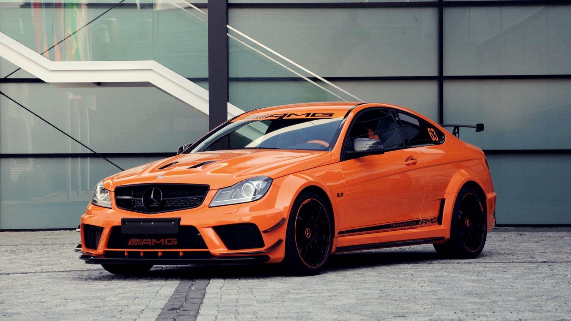 C63 Amg Mercedes Benz Orange Color - C63 Orange - HD Wallpaper 