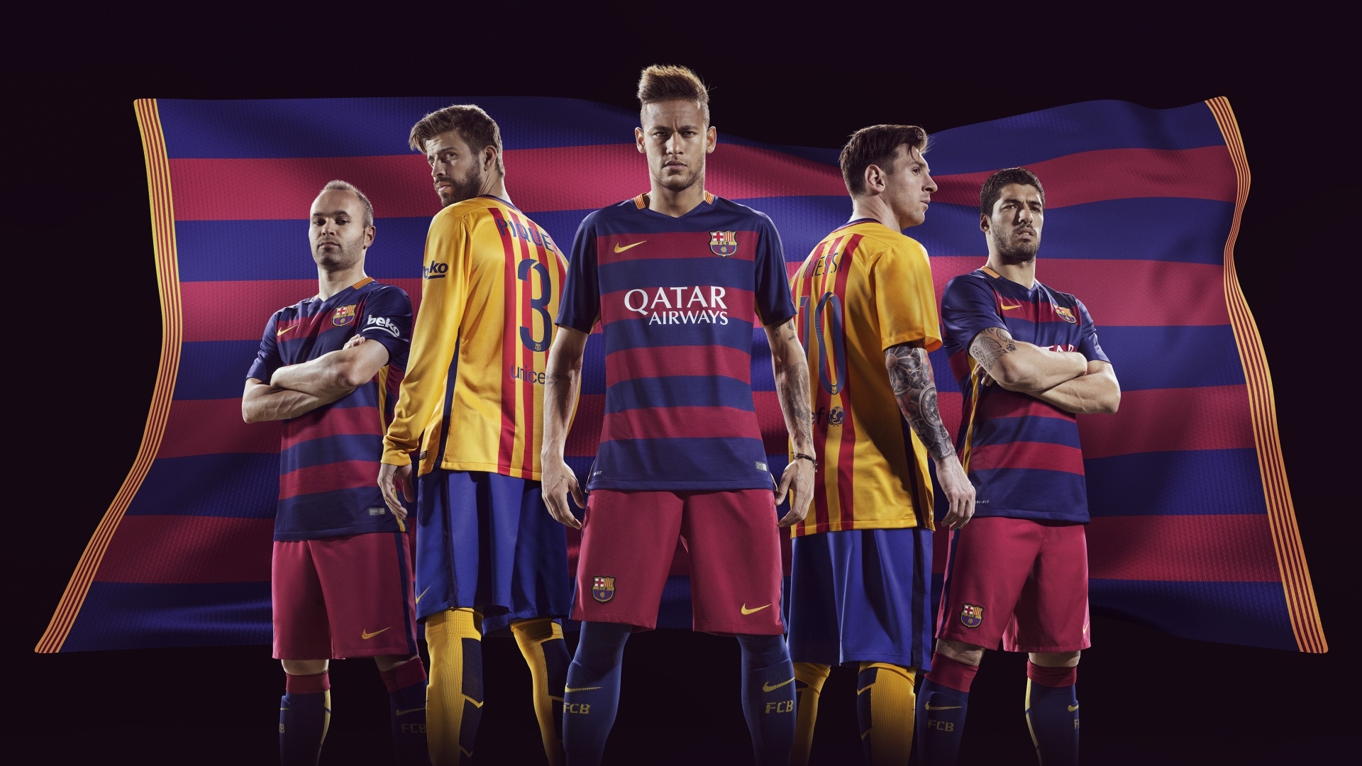 Barcelona Wallpaper Terbaru - Messi Neymar Suarez Pique - HD Wallpaper 
