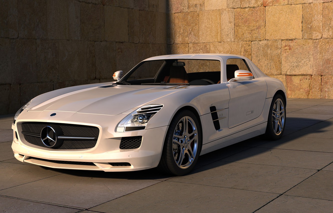 Photo Wallpaper White, Street, White, Mercedes, Mercedes, - Mercedes Benz Cars - HD Wallpaper 