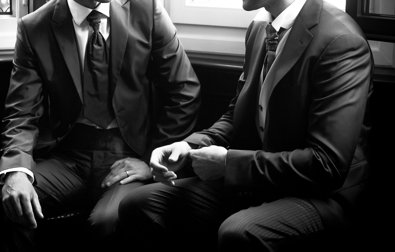 Photo Wallpaper White, Black, Bar, Suits, Businessmen - Business Men Black And White - HD Wallpaper 