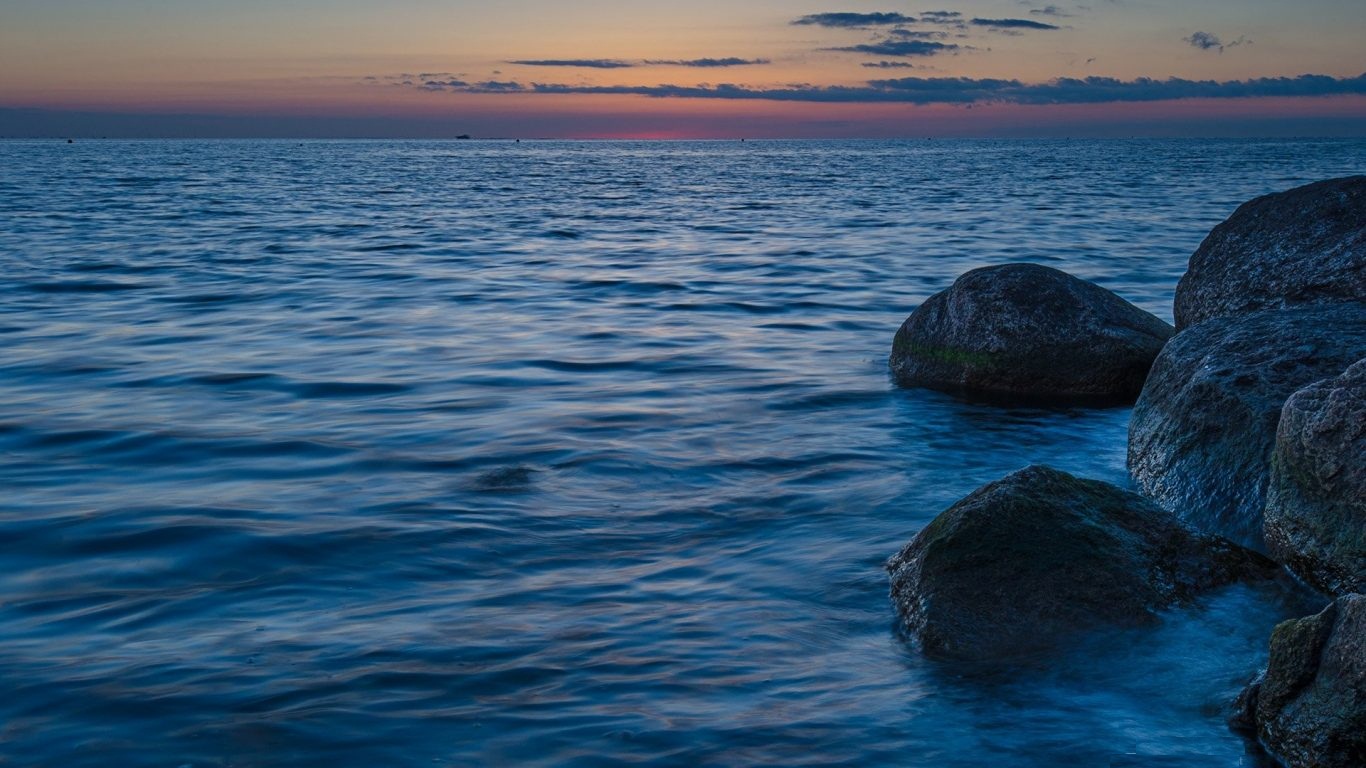 Sea Ocean Rocks Sunset Top Hd Nature Wallpaper Download - Wallpaper - HD Wallpaper 