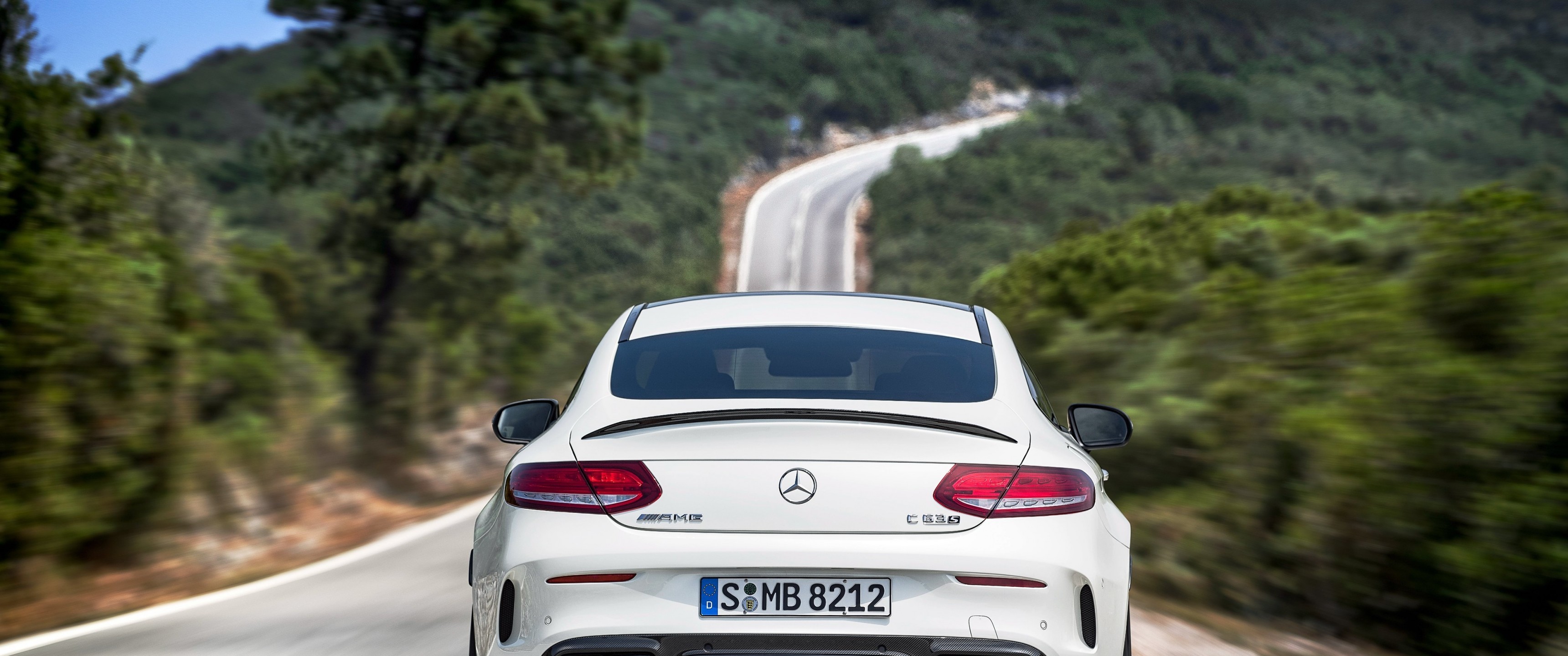 Mercedes Amg C63 S Coupe Back View White Luxury Mercedes C63 Coupe 3440x1440 Wallpaper Teahub Io
