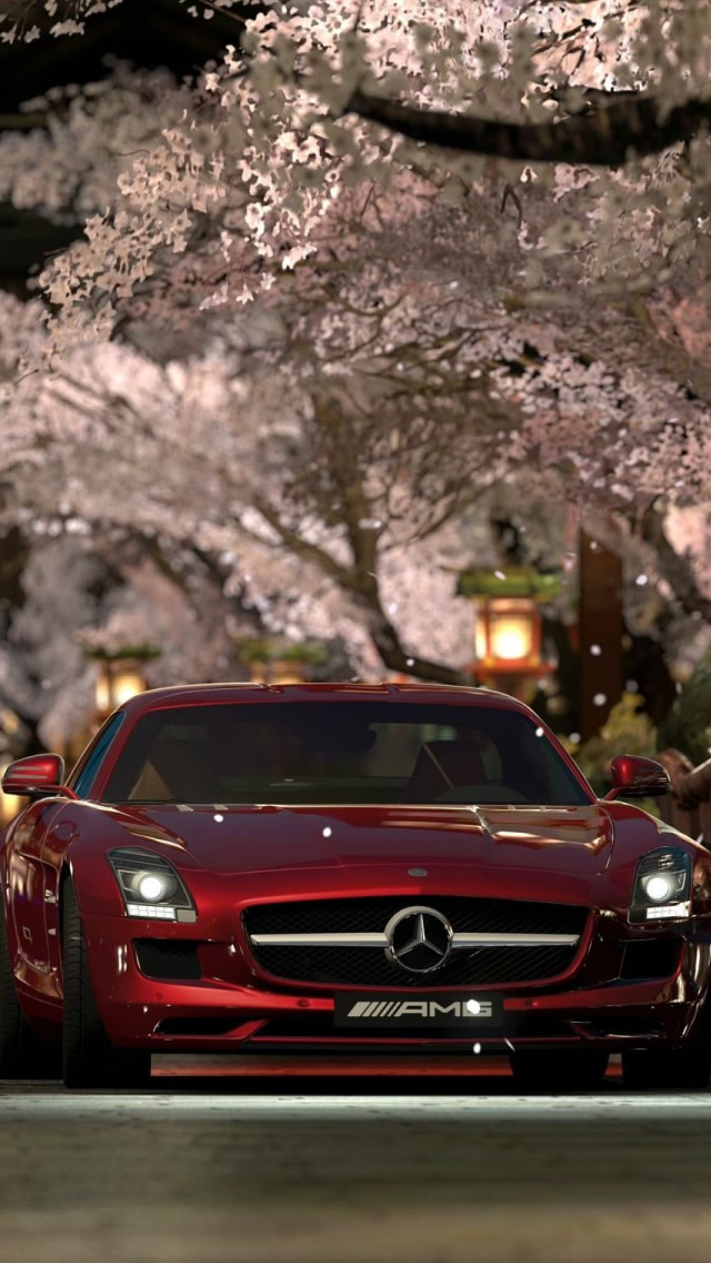 Mercedes Benz Sls Amg Red Night Iphone Wallpaper - Mercedes Sls Wallpaper Iphone - HD Wallpaper 