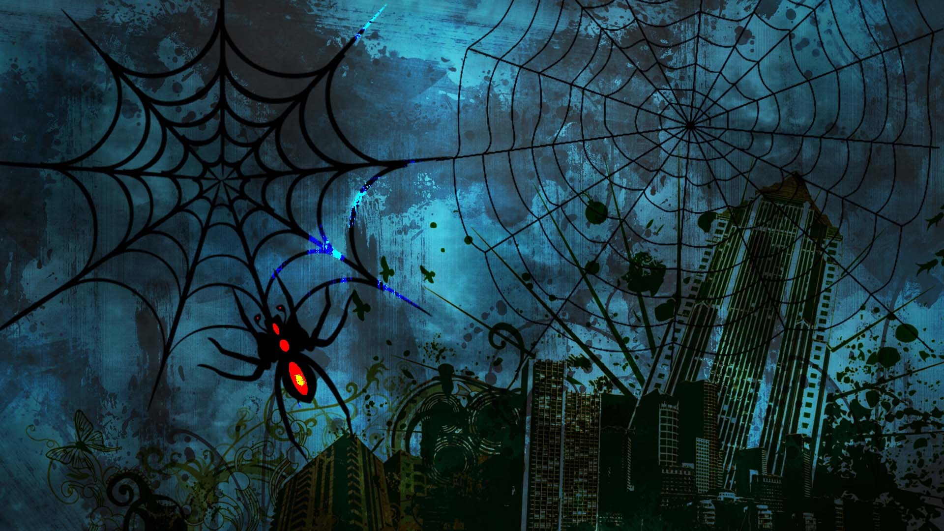 Halloween Spider Web Wallpaper - Scary Spiders - HD Wallpaper 