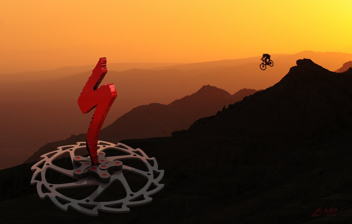 Photo Wallpaper Bike, Rendering, Sport, Graphics, Mountain, - Summit - HD Wallpaper 