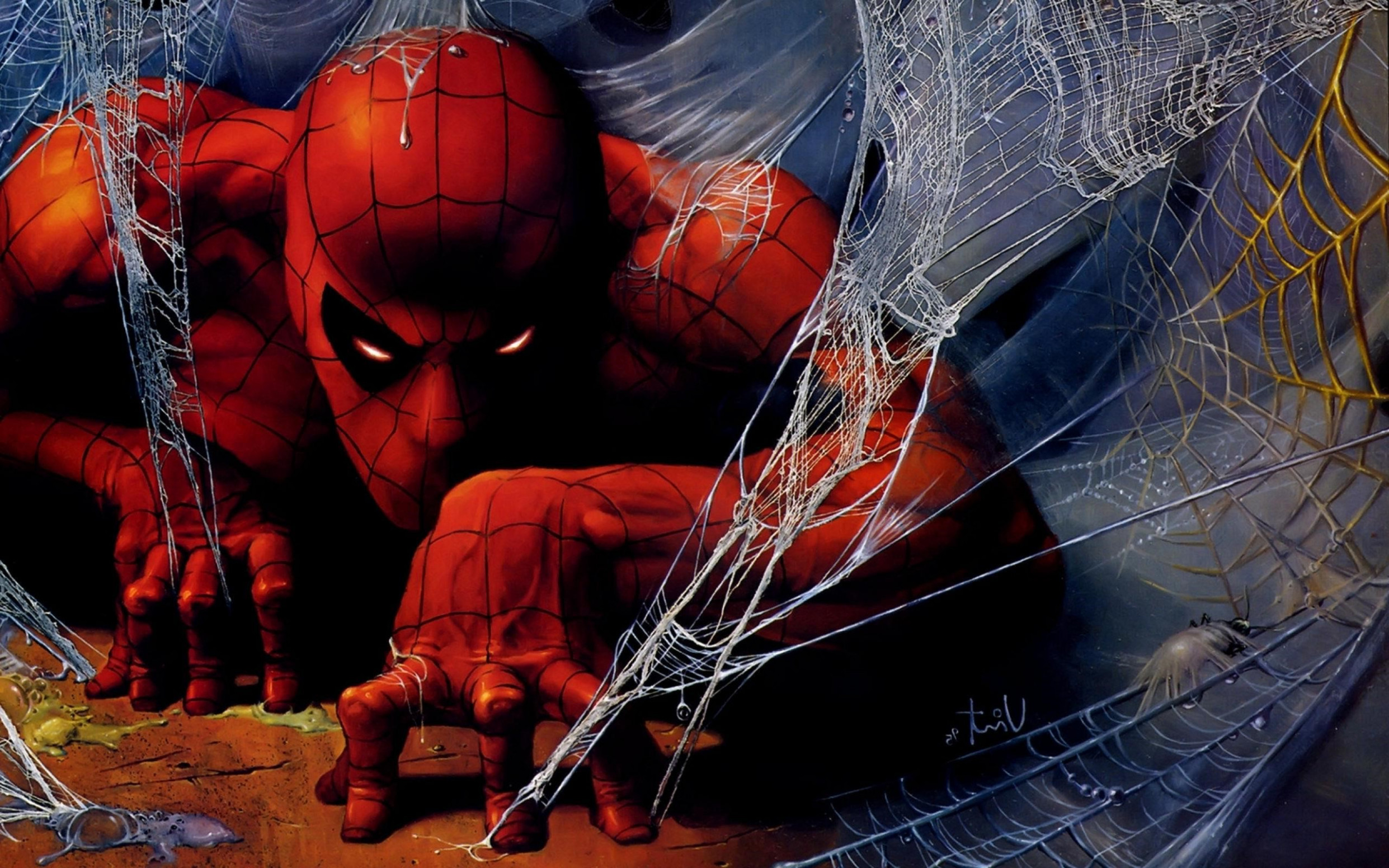 #2829603 Spiderman Comics Spider Man Superhero Waitng - Spiderman Comic Wallpaper Web - HD Wallpaper 