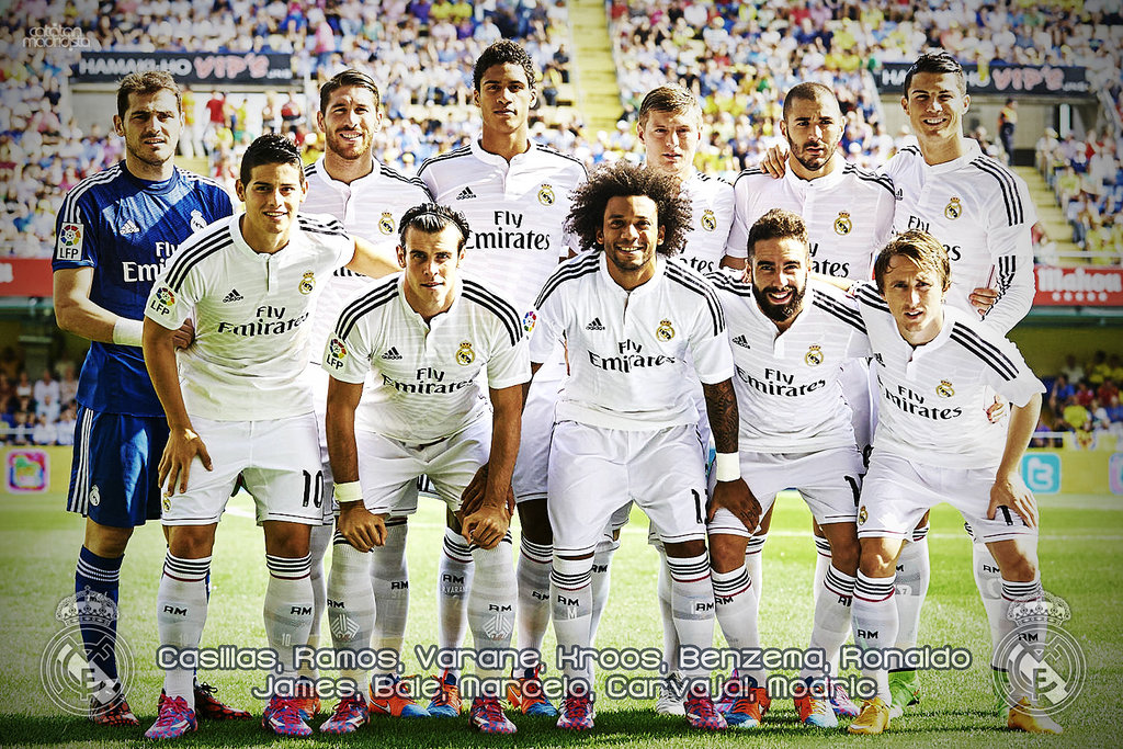 Real Madrid 2014 15 Squad Wallpaper - Real Madrid Team Happy - HD Wallpaper 