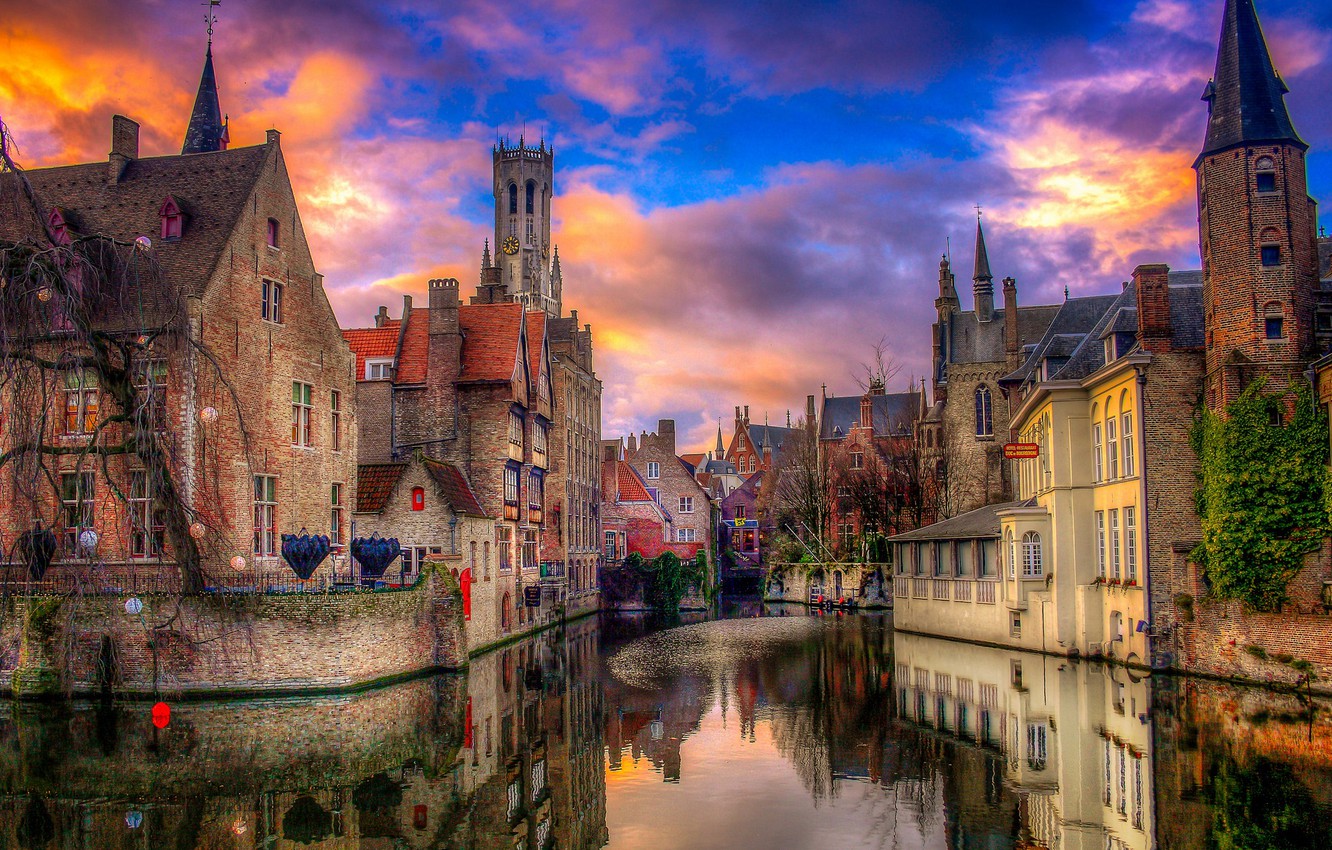 Photo Wallpaper The Evening, Belgium, Brugge - Brugge - HD Wallpaper 