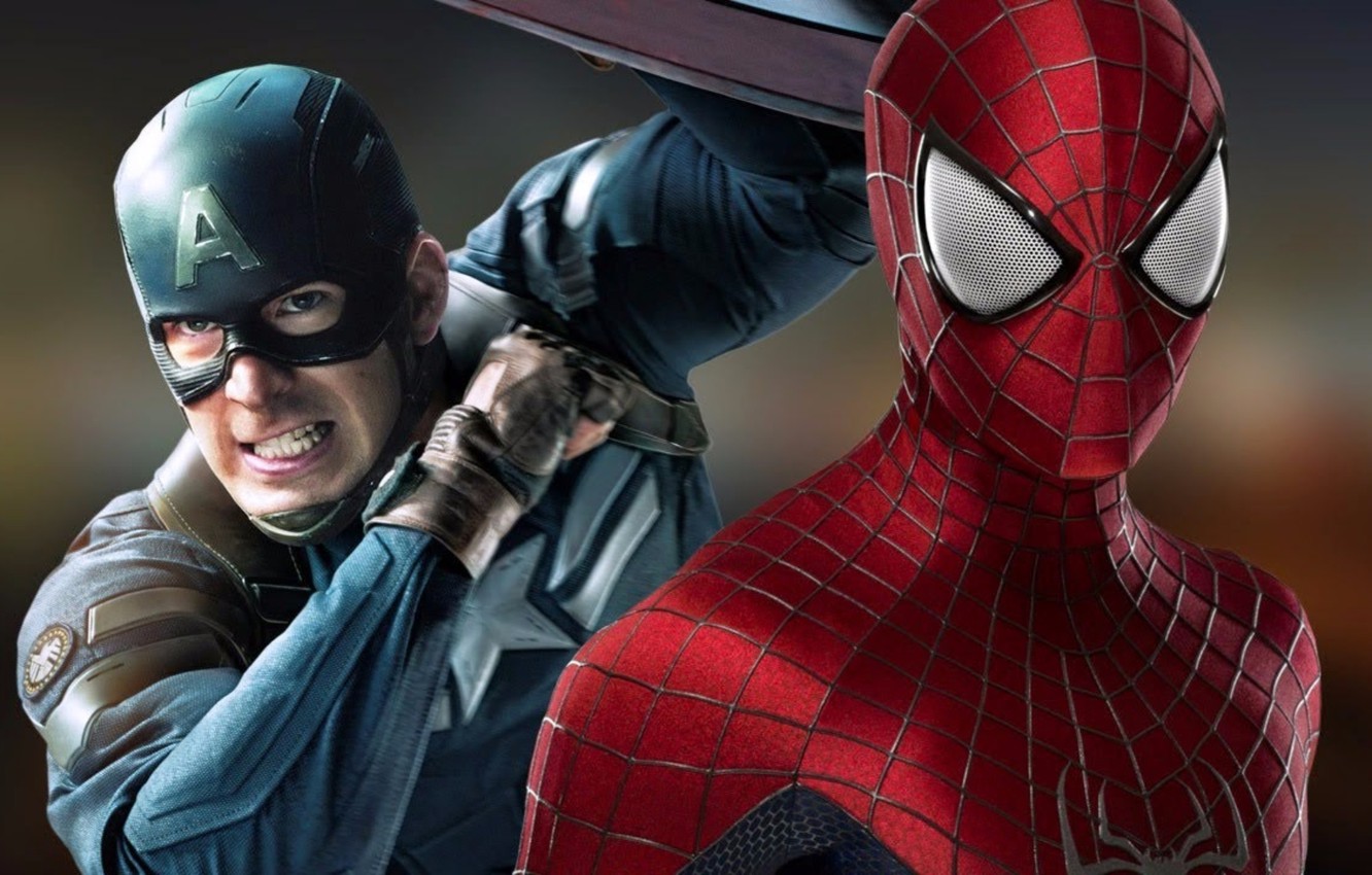 Photo Wallpaper Captain America, Spider Man, Captain - Captain America Winter Soldier Png - HD Wallpaper 