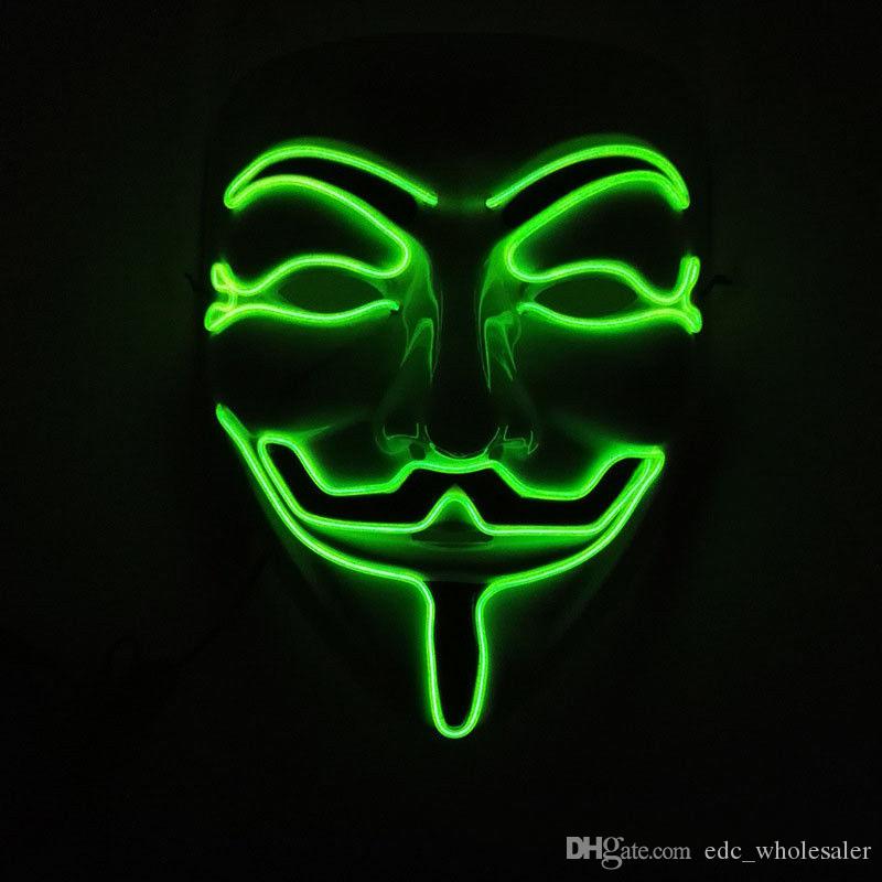 Acenda El Led Anônimo V Para Máscara De Vingança Guy - Blue V For Vendetta Mask - HD Wallpaper 