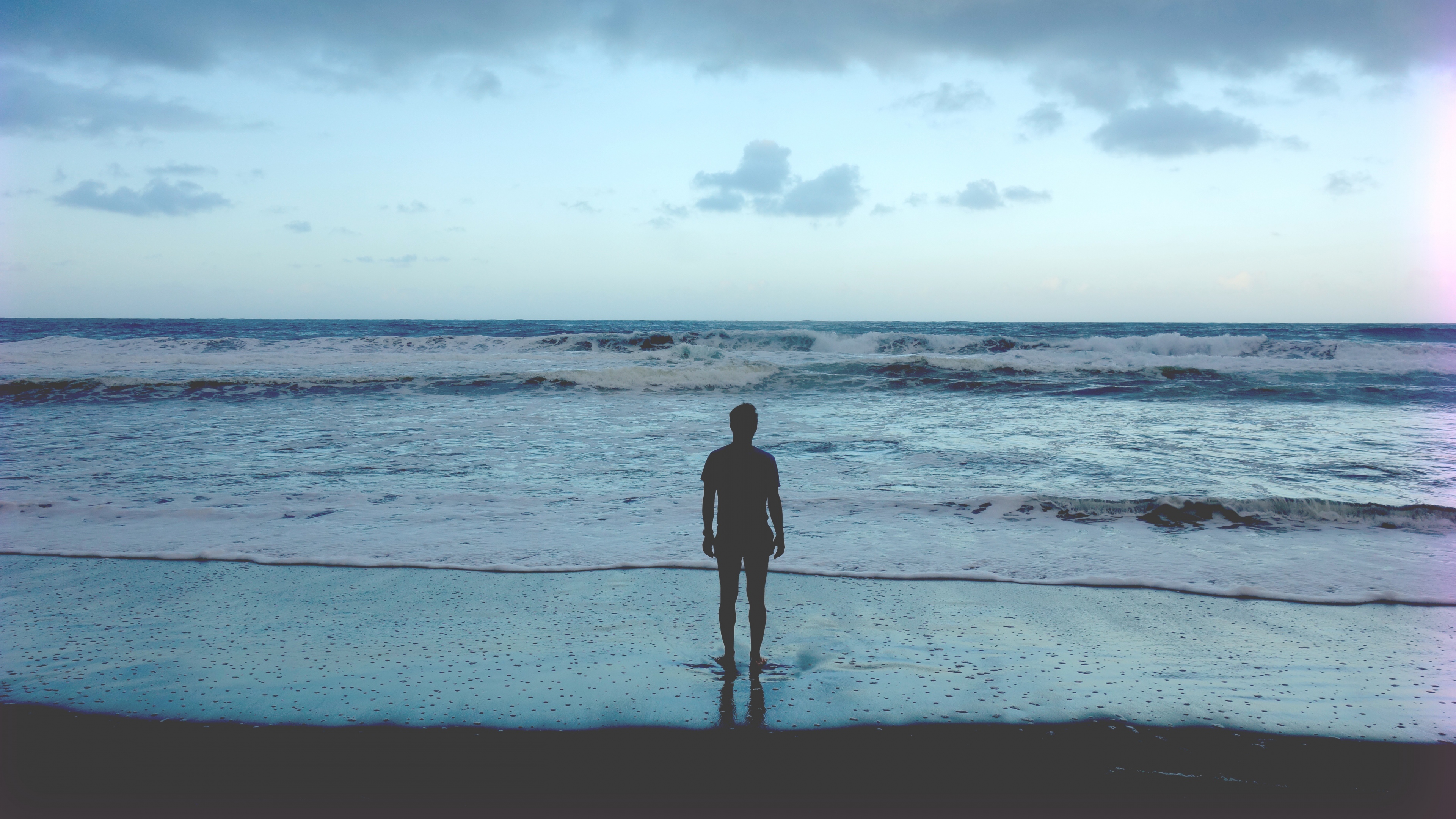 Man Standing On Shore - HD Wallpaper 