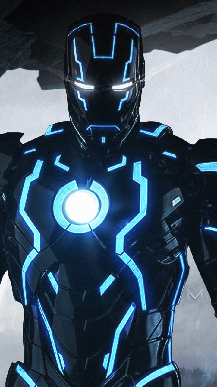 Iron Man Neon Blue - HD Wallpaper 