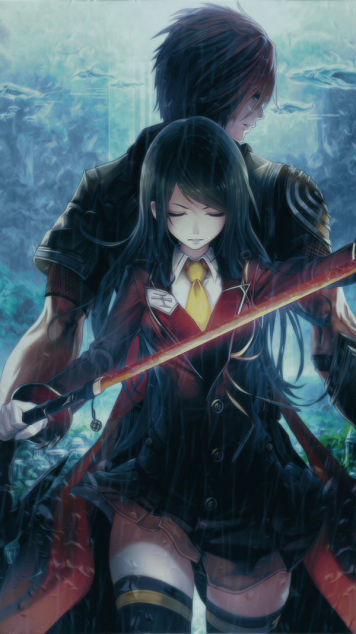 Anime Girl, Boy, Couple, Fighter, Katana, Landscape, - Anime Girl And Boys Iphone - HD Wallpaper 