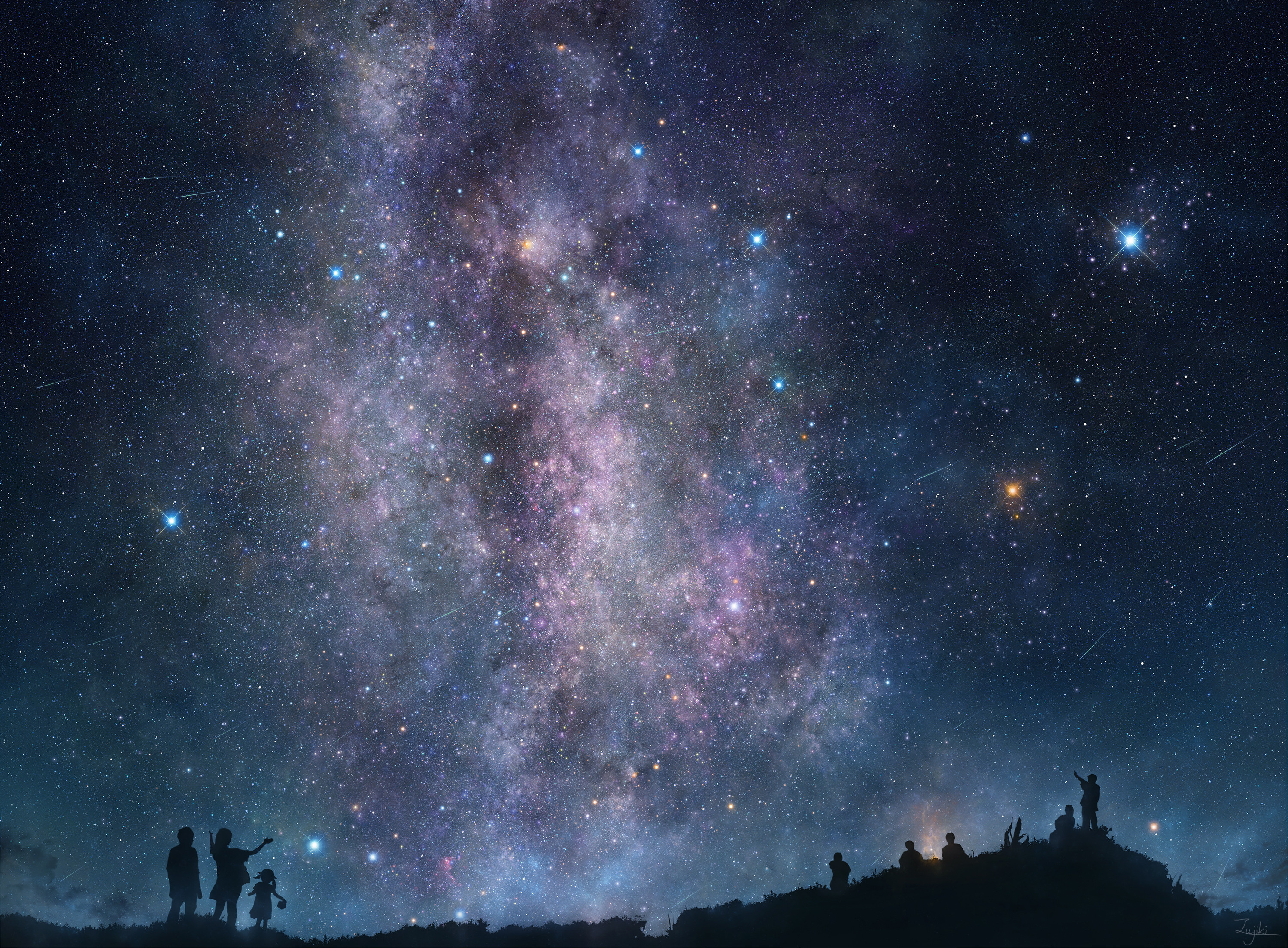 Night Sky In Anime - HD Wallpaper 