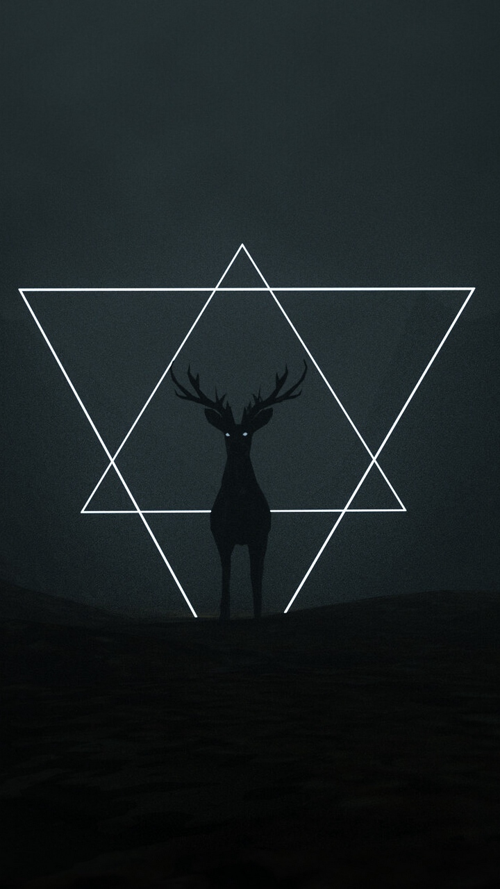 Wallpaper Deer, Triangles, Dark, Art, Black - Deer - HD Wallpaper 