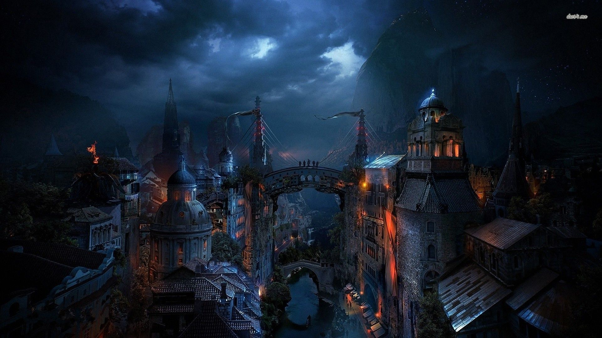 Fantasy Dark City - HD Wallpaper 