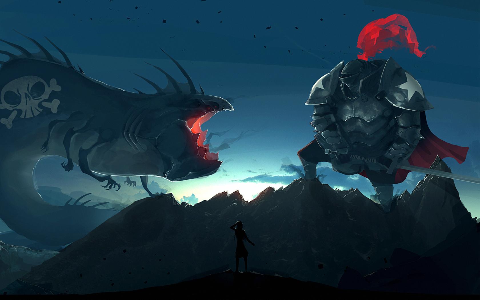 Big Monster Vs Big Knight - HD Wallpaper 