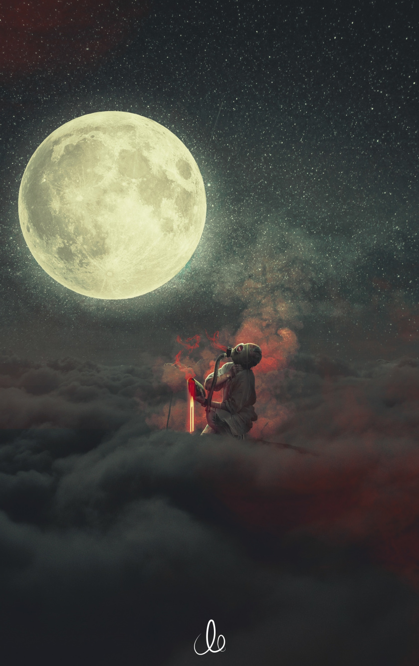 Demon, Dream, Clouds, Moon, Fantasy, Wallpaper - Moon - HD Wallpaper 