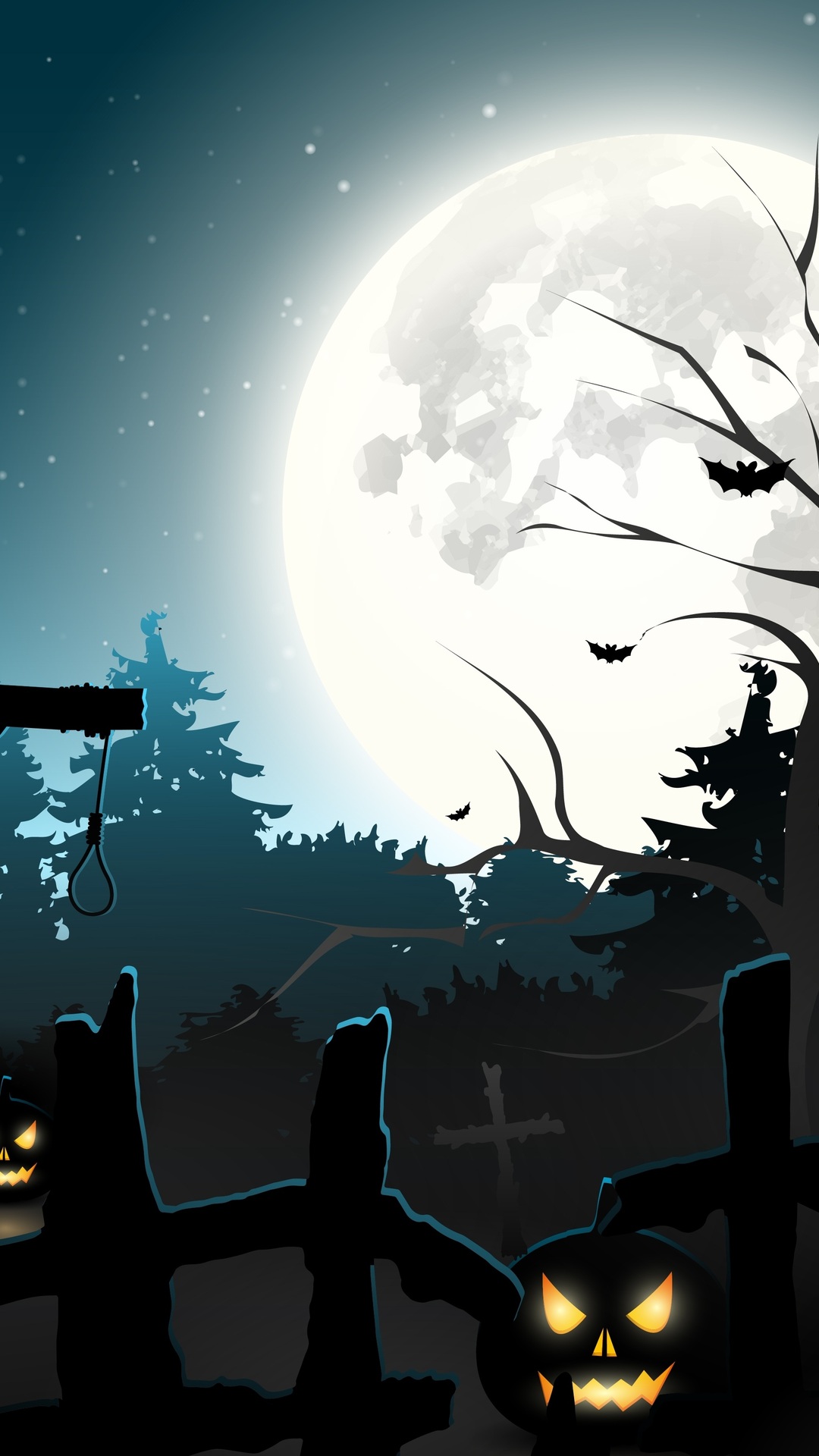 Full Moon, Halloween, Graveyard, Scary, Creepy, Pumpkins, - Free Halloween Wallpaper Vector - HD Wallpaper 