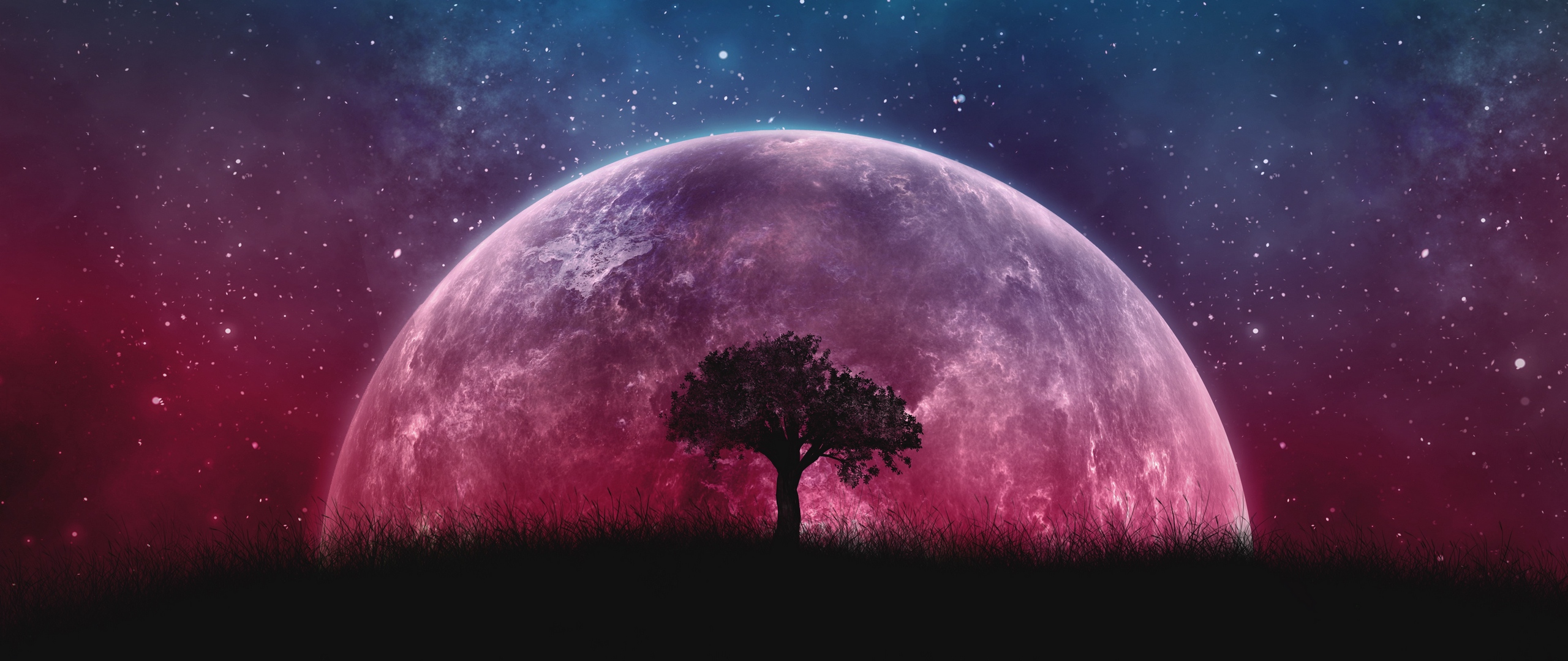 Wallpaper Tree, Planet, Stars, Galaxy, Art - Galaxy Wallpaper Hd - HD Wallpaper 
