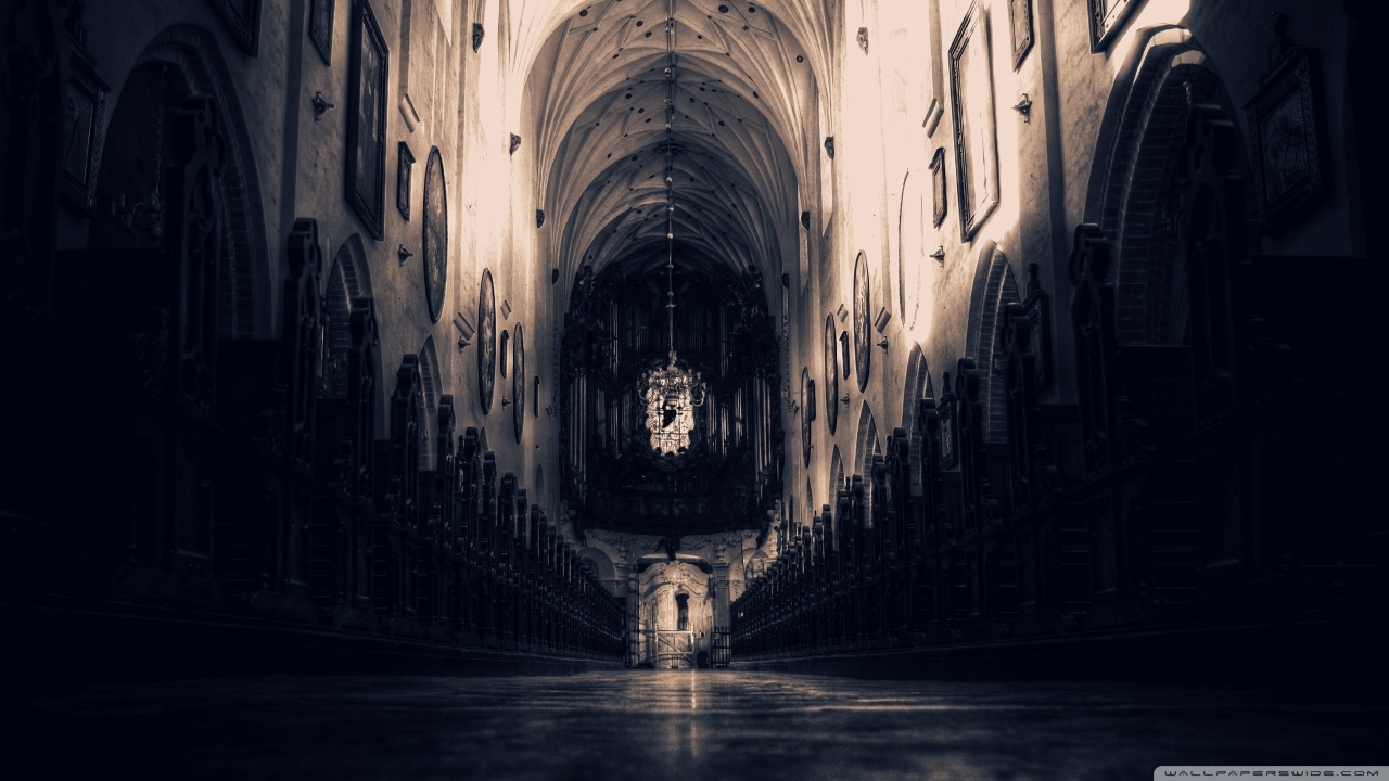 Dark Gothic Church Interior - HD Wallpaper 