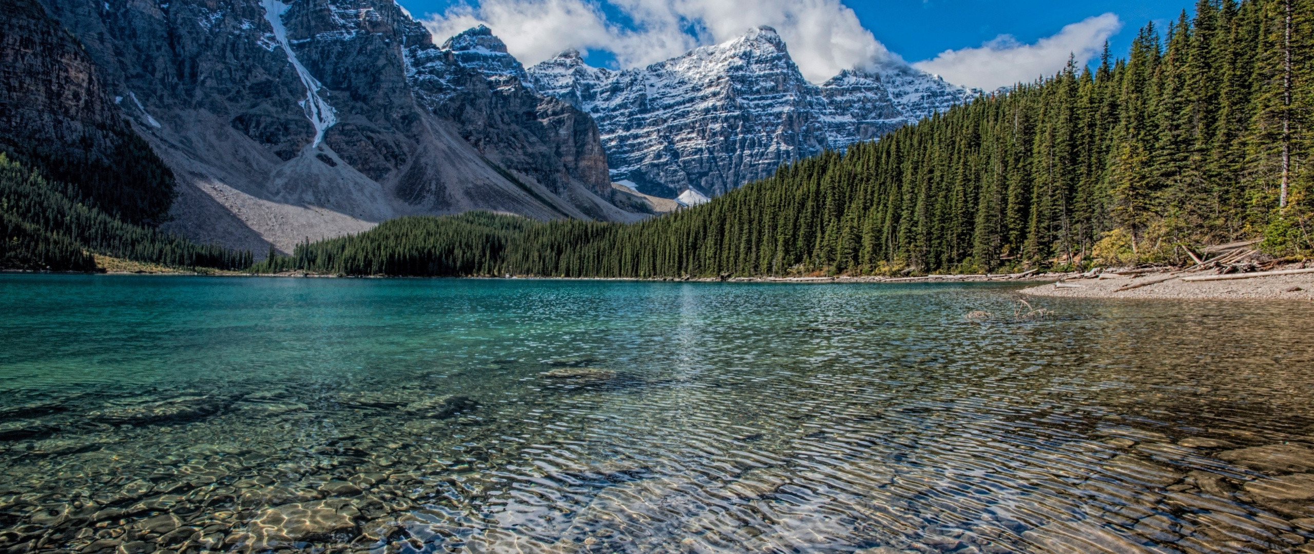 Clean Lake, Mountains Range, Trees, Nature, Wallpaper - Nature 2560 X 1080 - HD Wallpaper 
