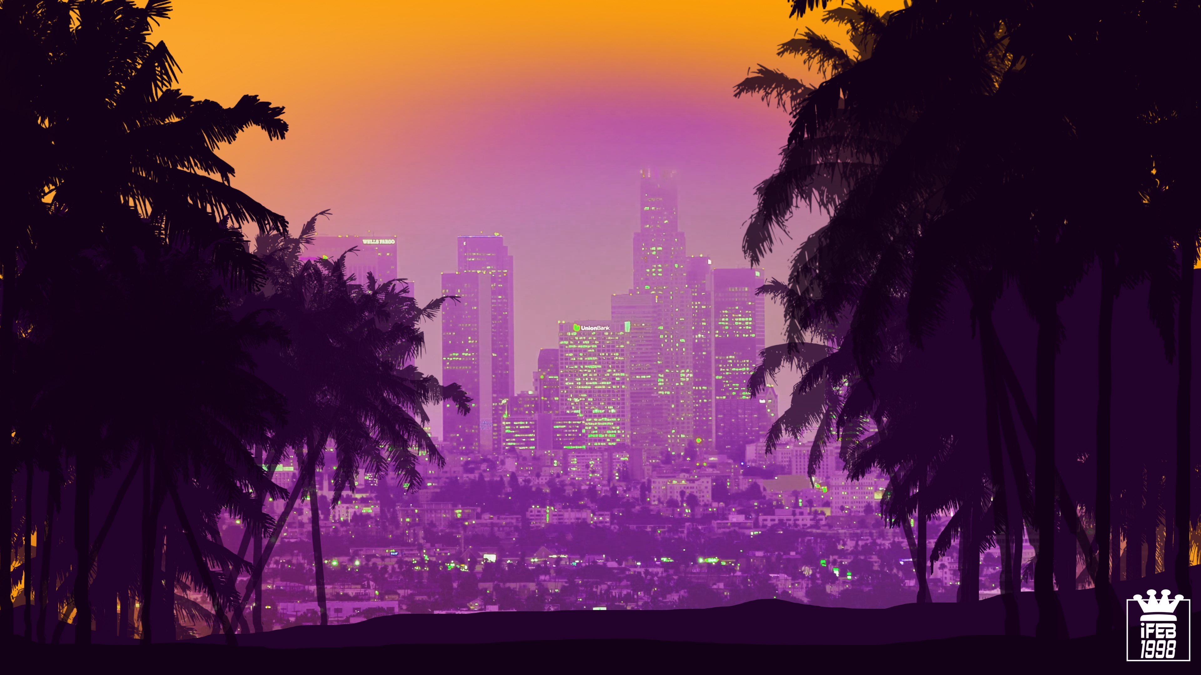 Wallpaper City, Buildings, Skyscrapers, Palm Trees, - Cityscape - HD Wallpaper 