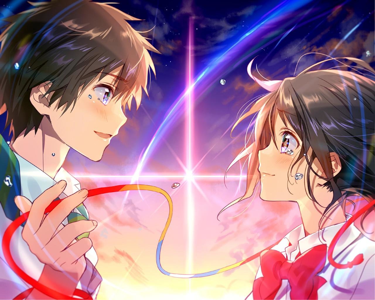 Free Download Your Name Wallpaper Id - Anime Taki And Mitsuha - HD Wallpaper 